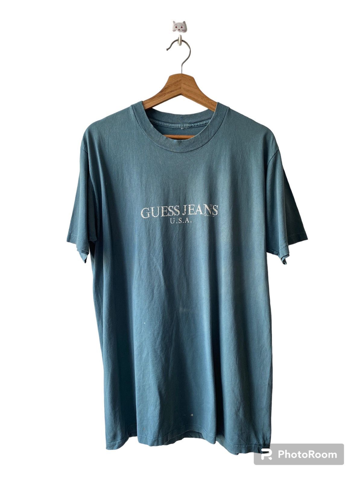 Guess × Vintage Vintage 90’s Guess Centre Logo Distressed T Shirt Size US L / EU 52-54 / 3 - 1 Thumbnail