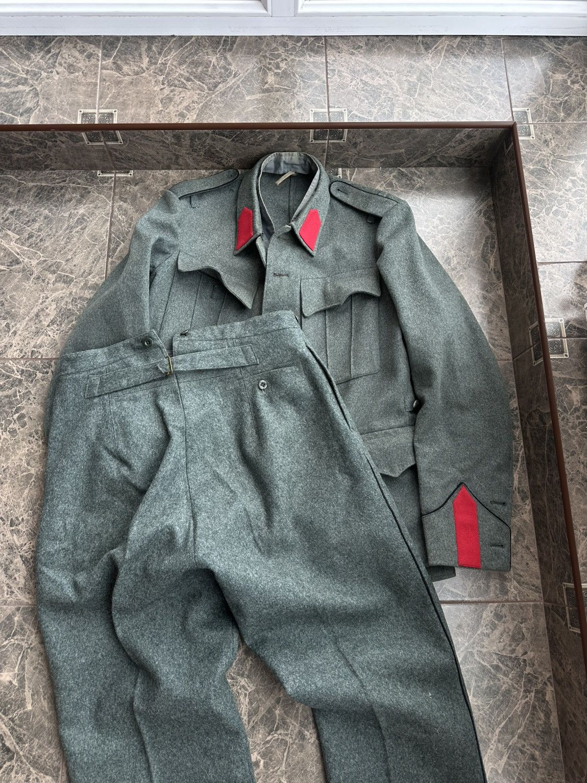 Other Vintage Swiss Army 1930s WW2 Suit Jacket Pants BuckleBack Size 50R - 2 Thumbnail