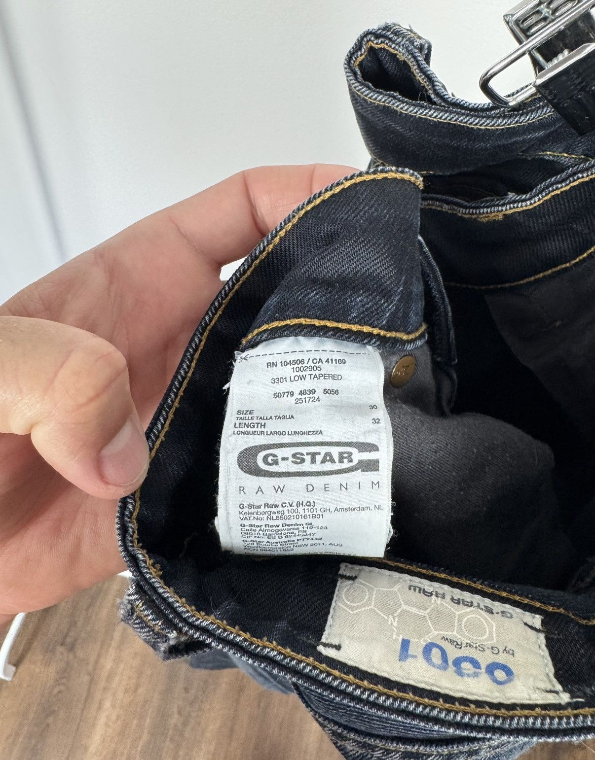 G-Star G Star Raw 3301 Low Tapered Jeans W30 L32 Denim Pants Men Size US 30 / EU 46 - 13 Thumbnail