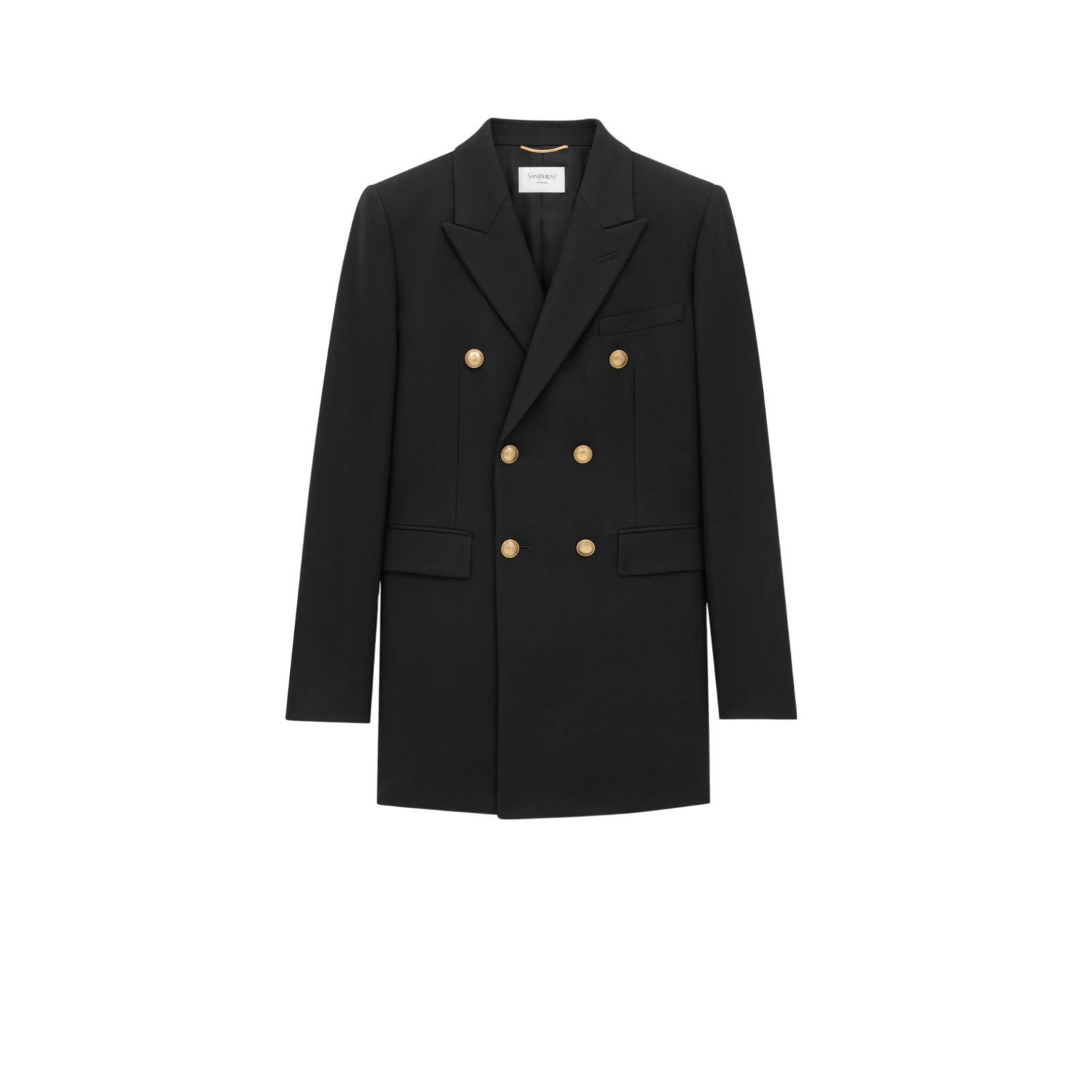 Saint Laurent Paris SAINT LAURENT $3300 Black Wool Double Breasted Blazer Jacket Size ONE SIZE - 1 Thumbnail