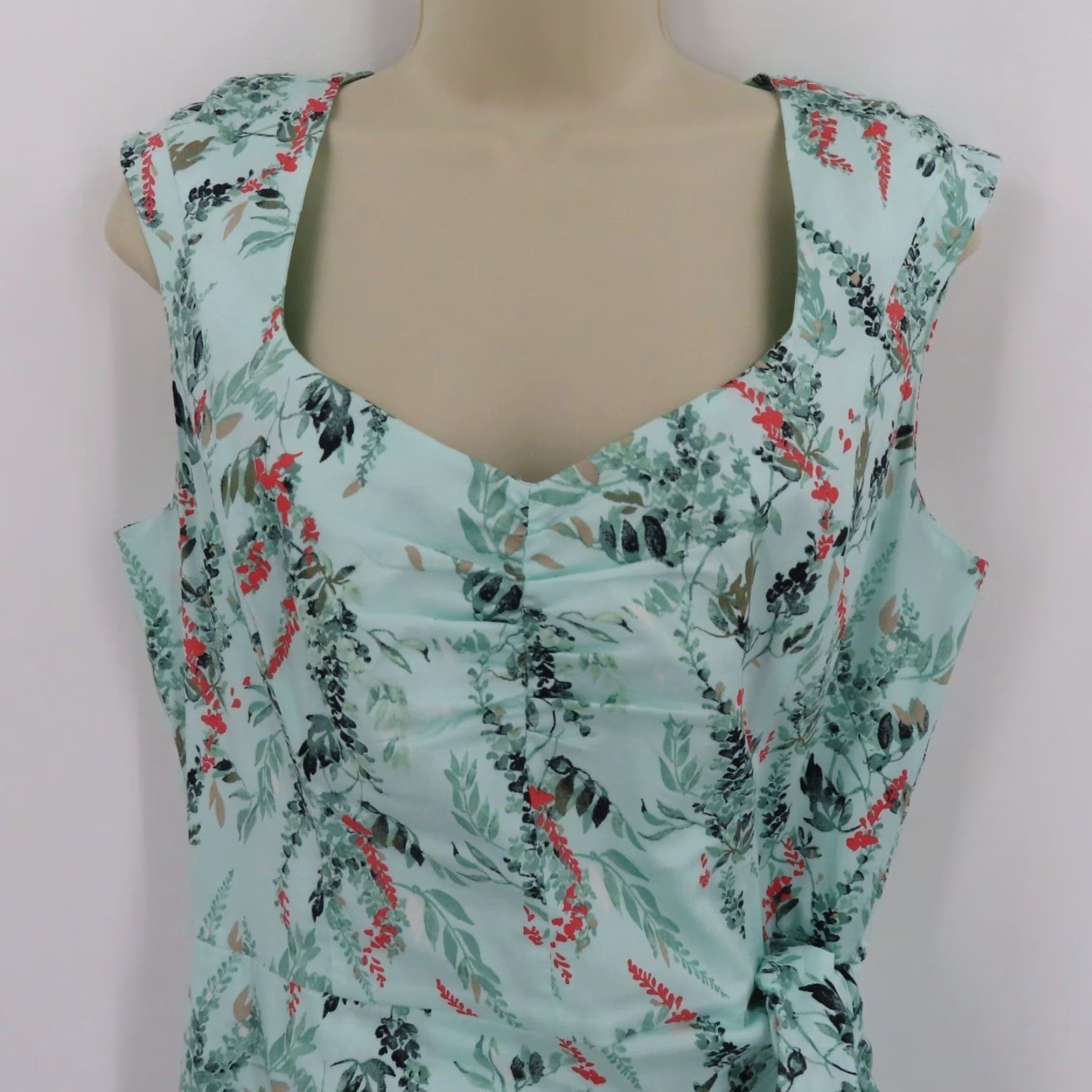 White House Black Market White House Black Market Womens 8 Green Leaf Leaves Sleeveless Sundress Dress Size M / US 6-8 / IT 42-44 - 2 Thumbnail