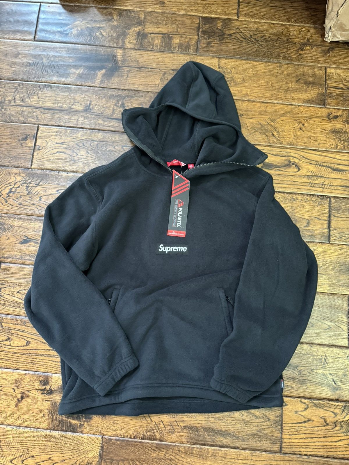 Image of Supreme Polartec Facemask Zip Up Hoodie in Black, Men's (Size Small)