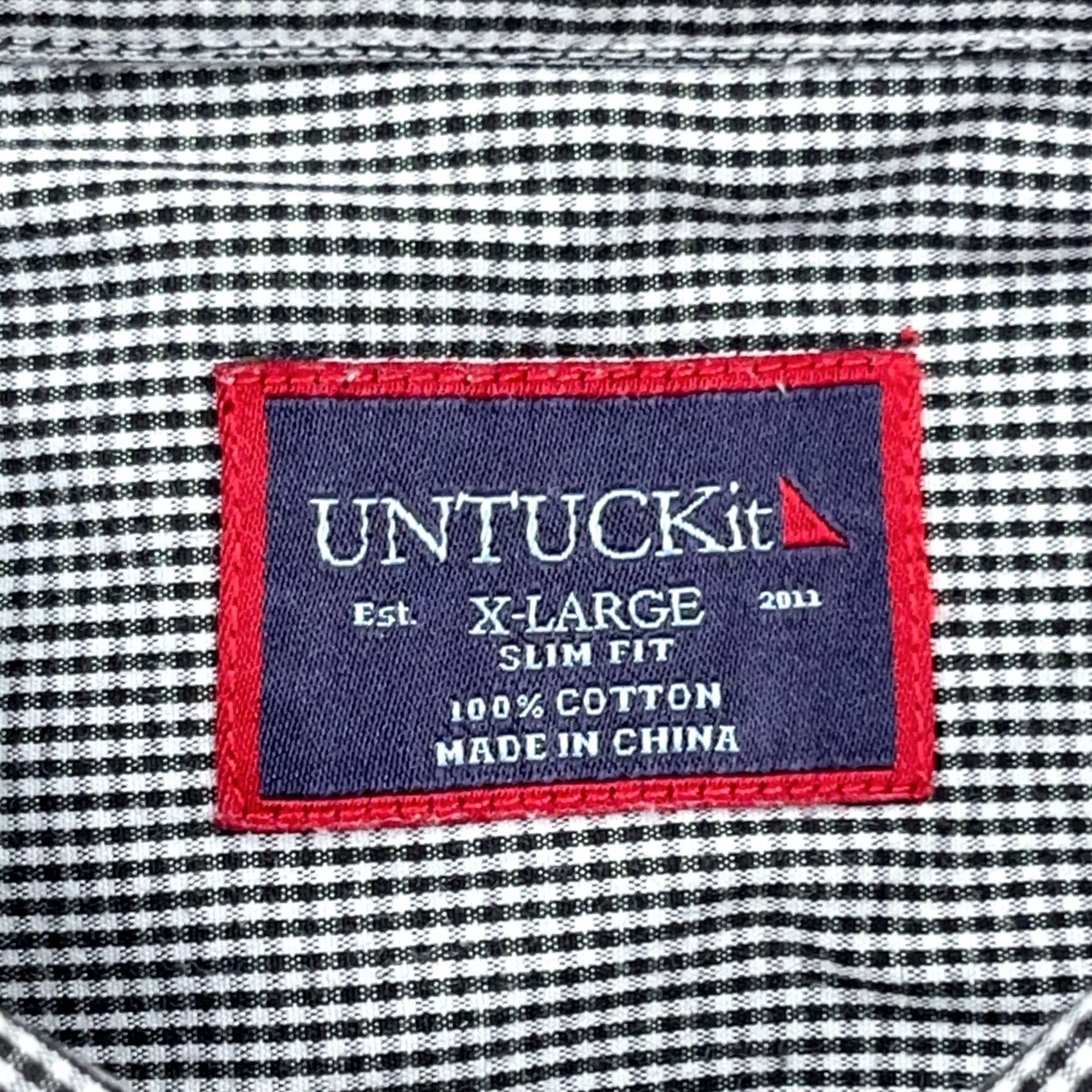 UNTUCKit UNTUCKit Shirt Men XL Slim Fit Button Up Black Check Plaid Dress Poplin Casual Size US XL / EU 56 / 4 - 3 Thumbnail