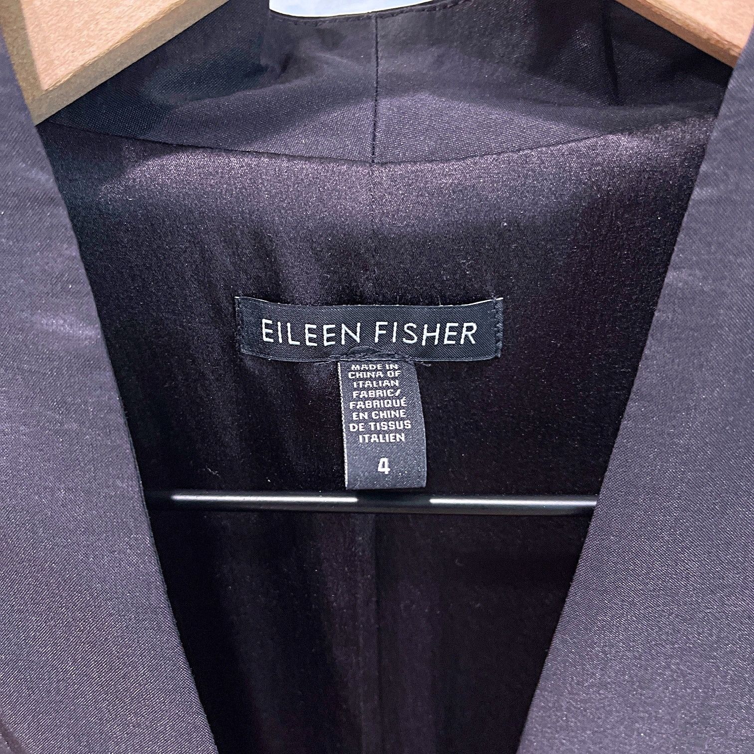 Eileen Fisher Eileen Fisher Silk Lined Collarless Longline Blazer Black 4 Size S / US 4 / IT 40 - 5 Thumbnail