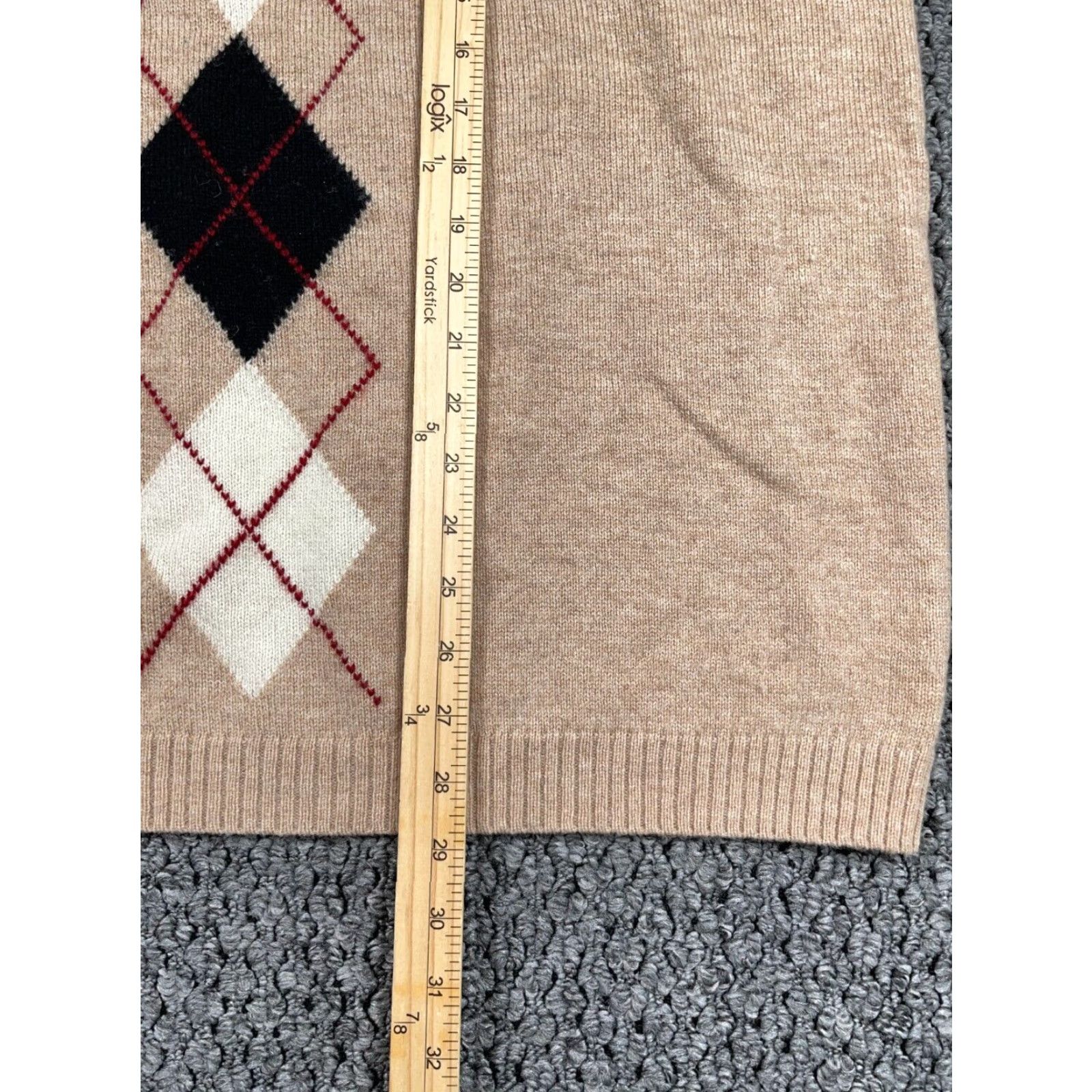 Vintage VINTAGE St. John's Bay Argyle Lambs Wool Sweater Shirt Mens Large Beige Lightweight 90s Preppy Size US L / EU 52-54 / 3 - 7 Thumbnail