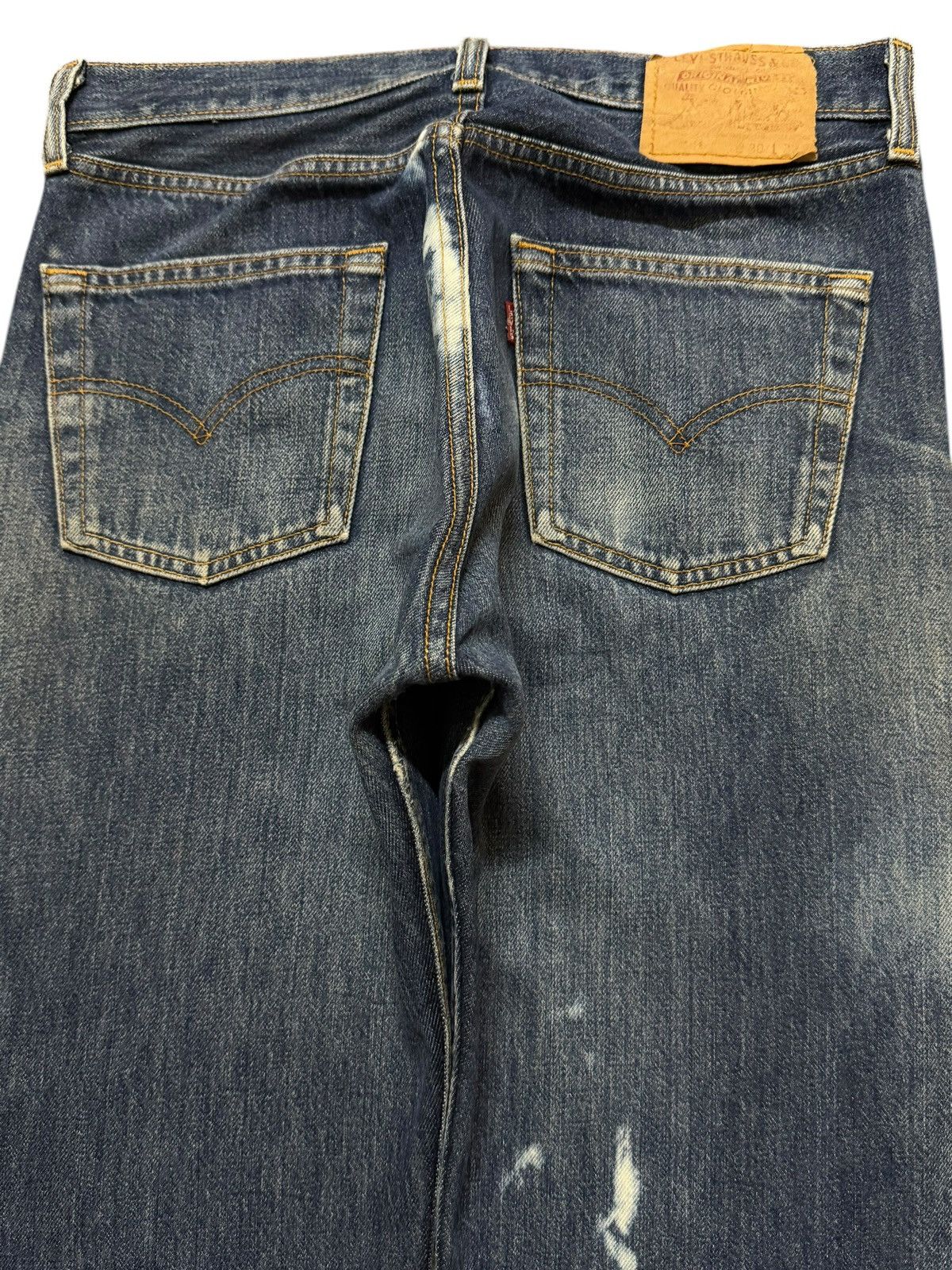 Levi's Vintage 90s Levis 501 Blue Faded Wash Distress Straight Leg Size US 30 / EU 46 - 4 Thumbnail