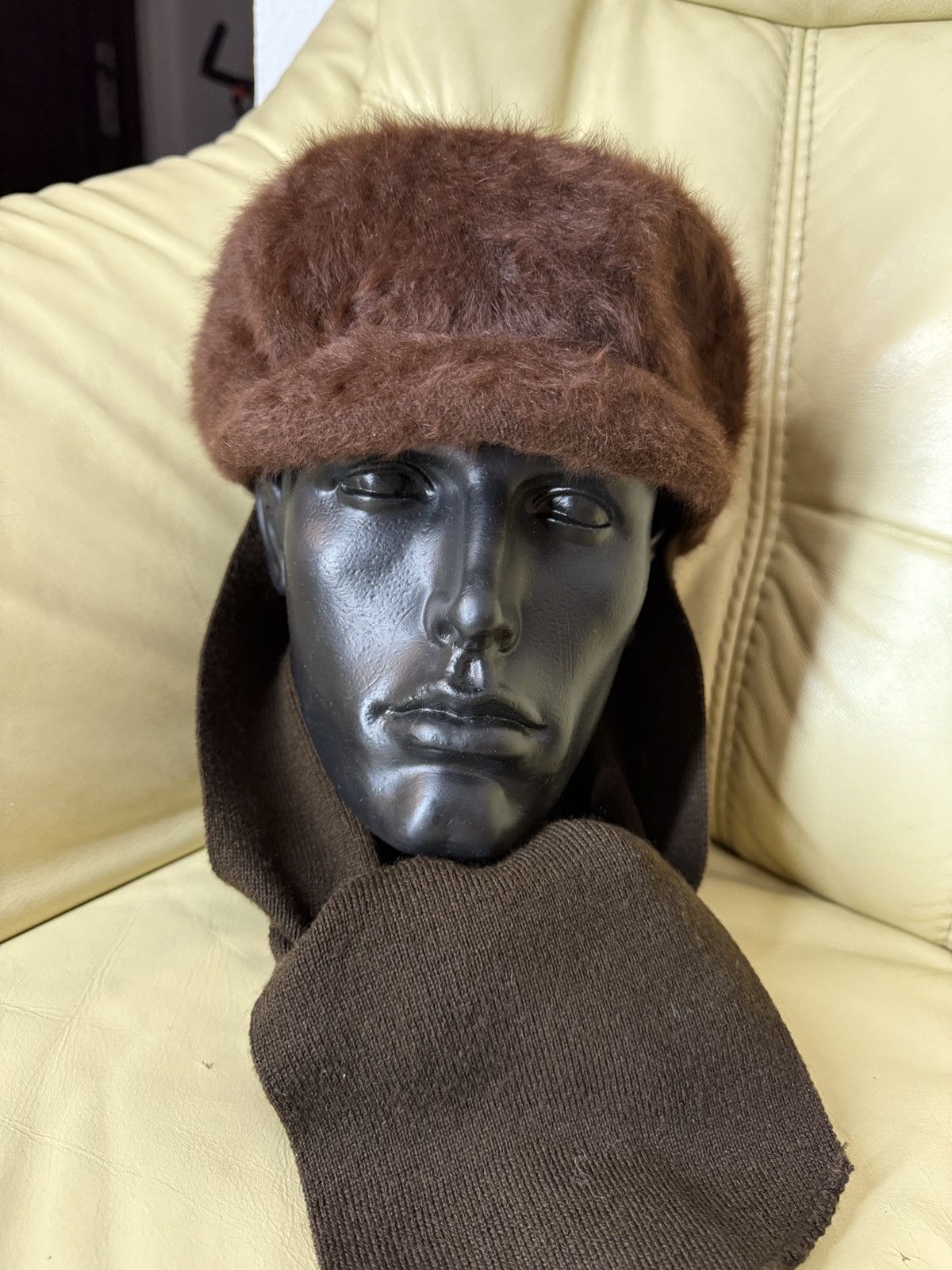 Kangol Vintage Brown Kangol Fur Hat With Scarf Size ONE SIZE - 2 Thumbnail