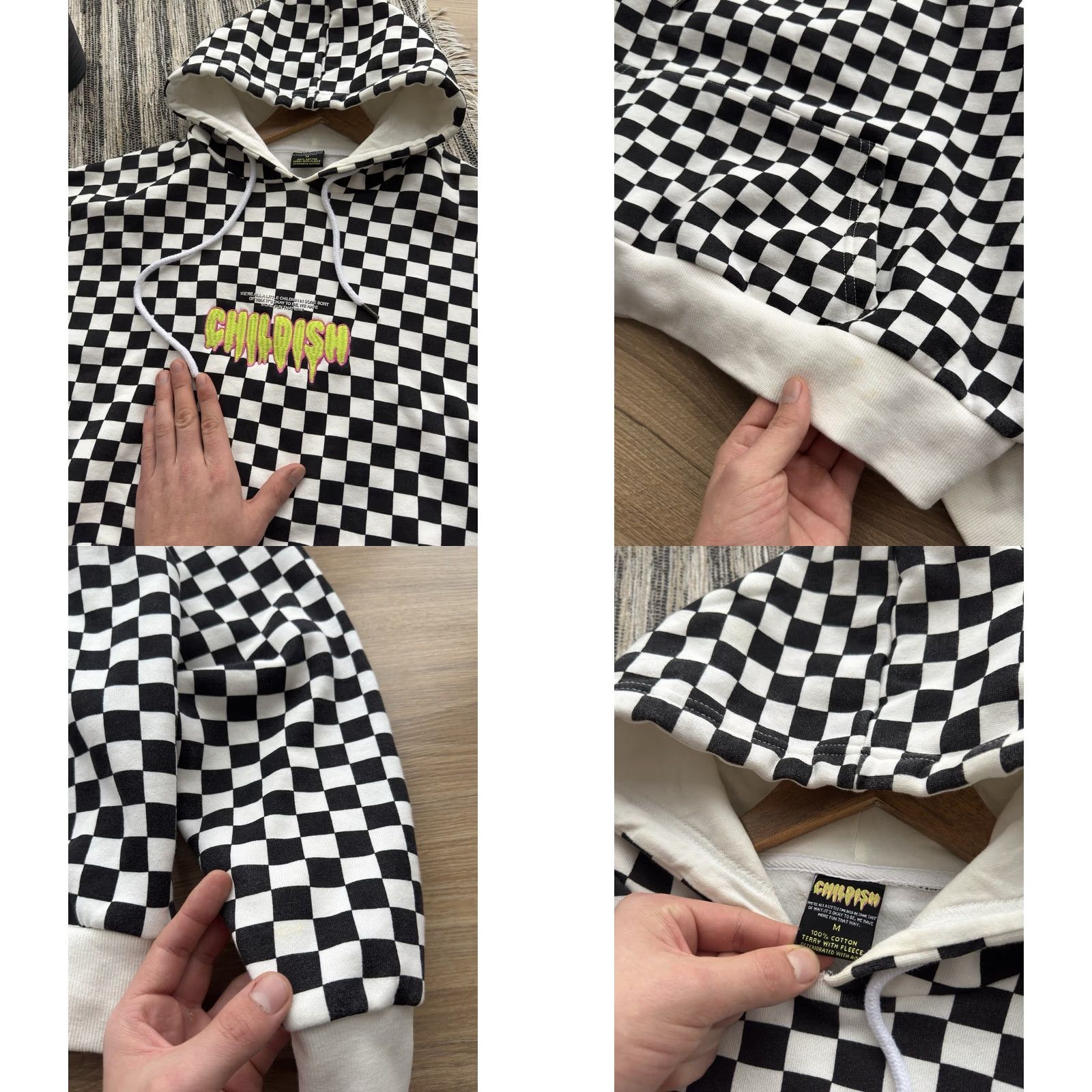 Vintage VINTAGE Childish Hoodie CHECK White M Men Size US M / EU 48-50 / 2 - 8 Thumbnail