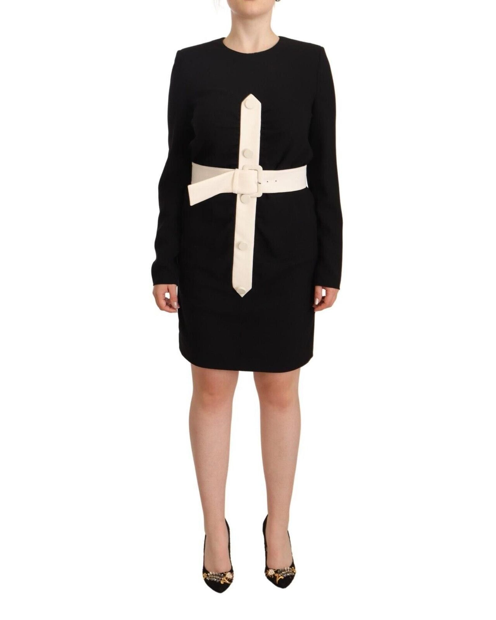 image of Givenchy Wool Long Sleeves Belted Mini Sheath Dress in Black, Women's (Size Small)