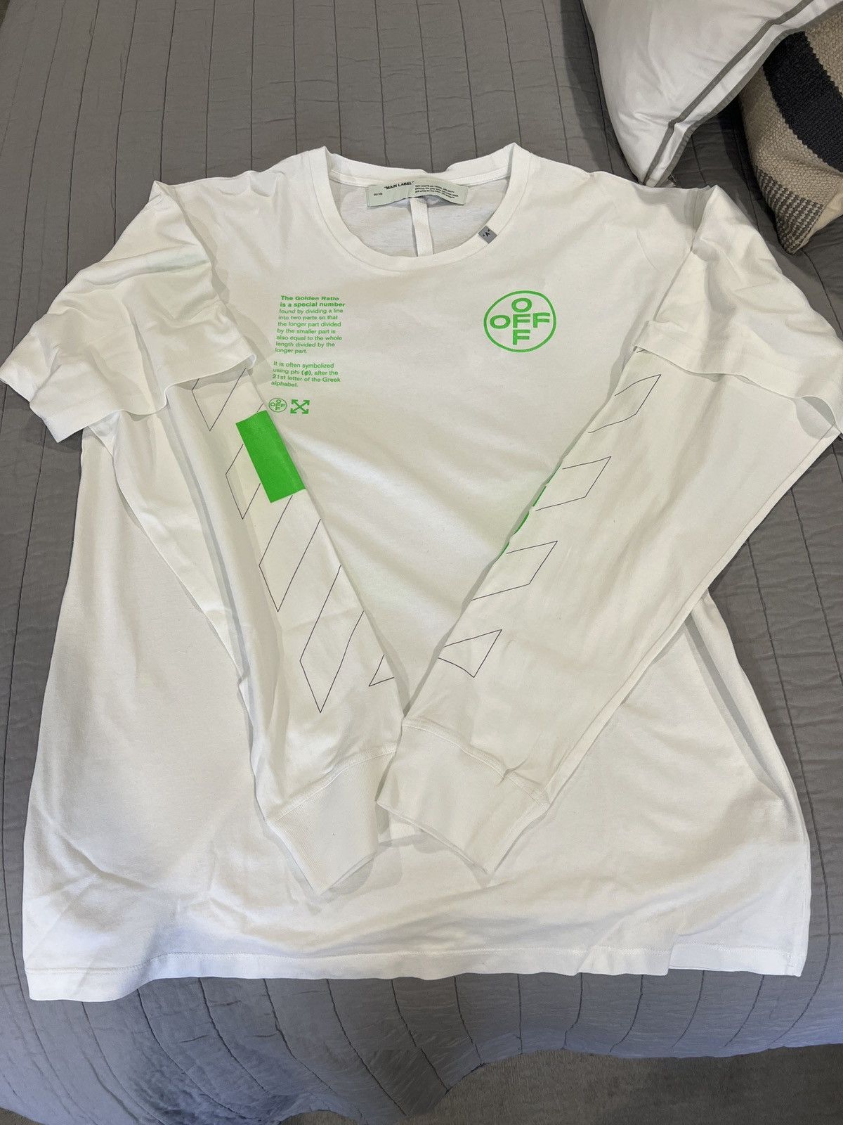 image of Off White Golden Ratio Long Sleeve T-Shirt, Men's (Size XL)