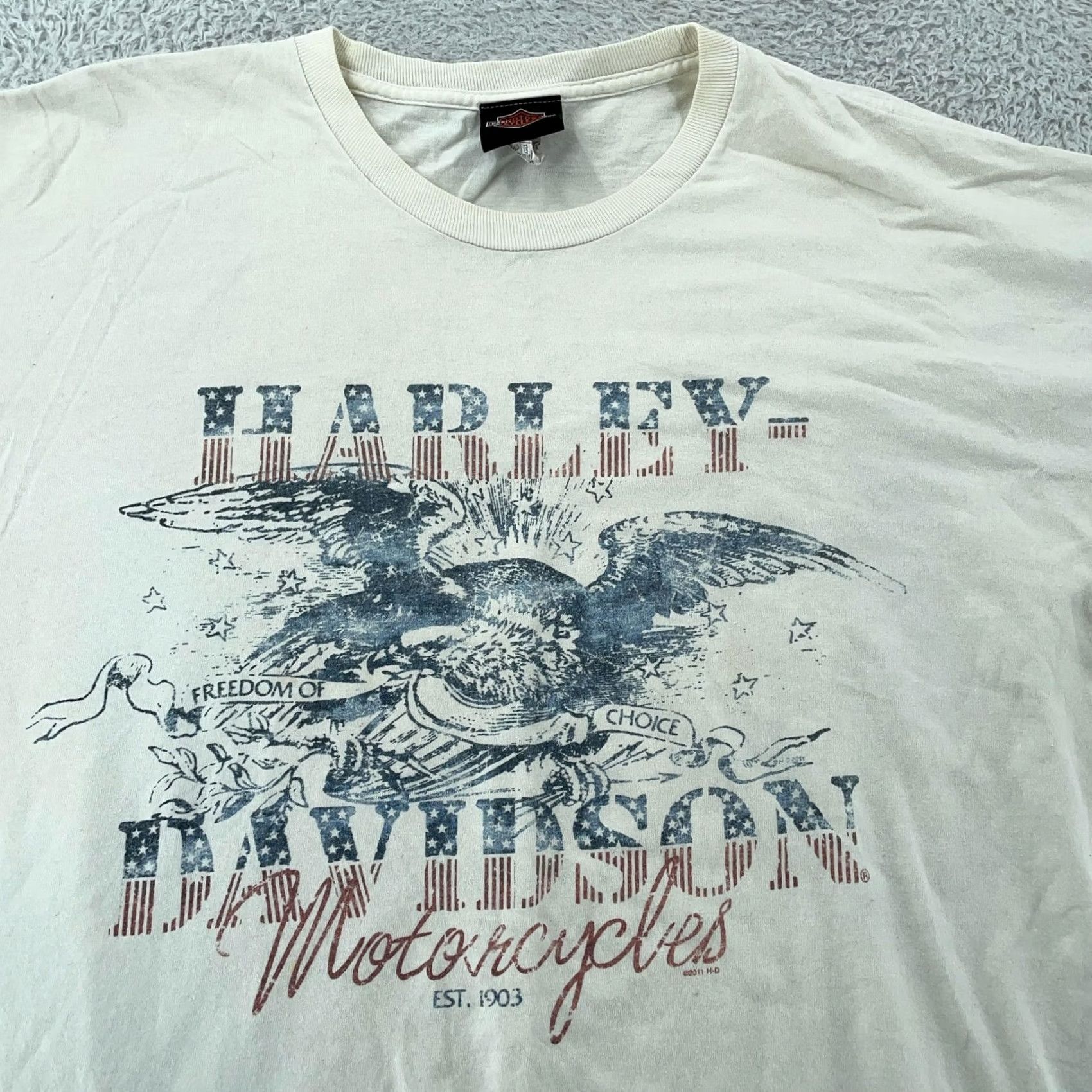 Harley Davidson Harley-Davidson Eagle Alamo City San Antonio Texas T-Shirt XL White Short Sleeve Crew Neck Mens Graphic Print 100% Cotton Vintage No? Size US XL / EU 56 / 4 - 2 Thumbnail