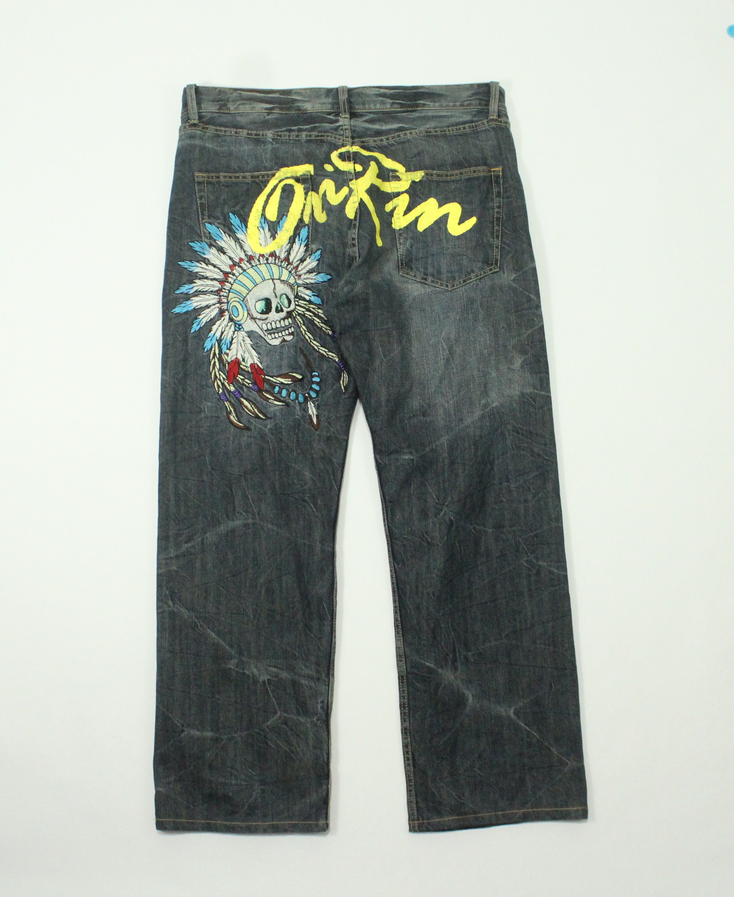 Christian Audigier × Ed Hardy × Von Dutch Embroidered Skull ORIRIN Distressed Denim Size US 36 / EU 52 - 1 Thumbnail