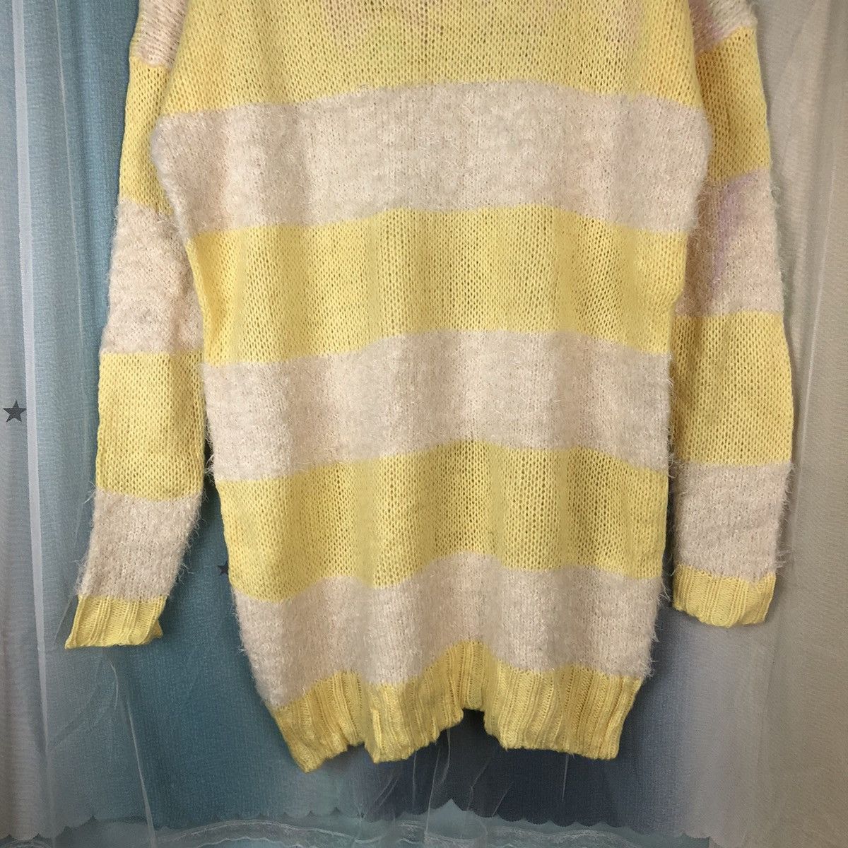 Aran Isles Knitwear × Japanese Brand × OVER THE STRiPES Oversized Colorata Yellow Stripe Mohair Knitwear #884 Size M / US 6-8 / IT 42-44 - 3 Thumbnail