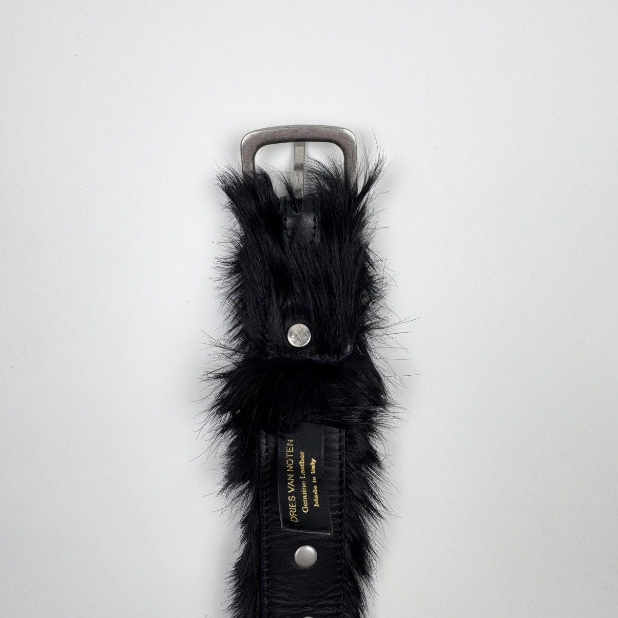 Dries Van Noten Dries Van Noten FW2022 Black Studded Fur Belt Size ONE SIZE - 6 Thumbnail