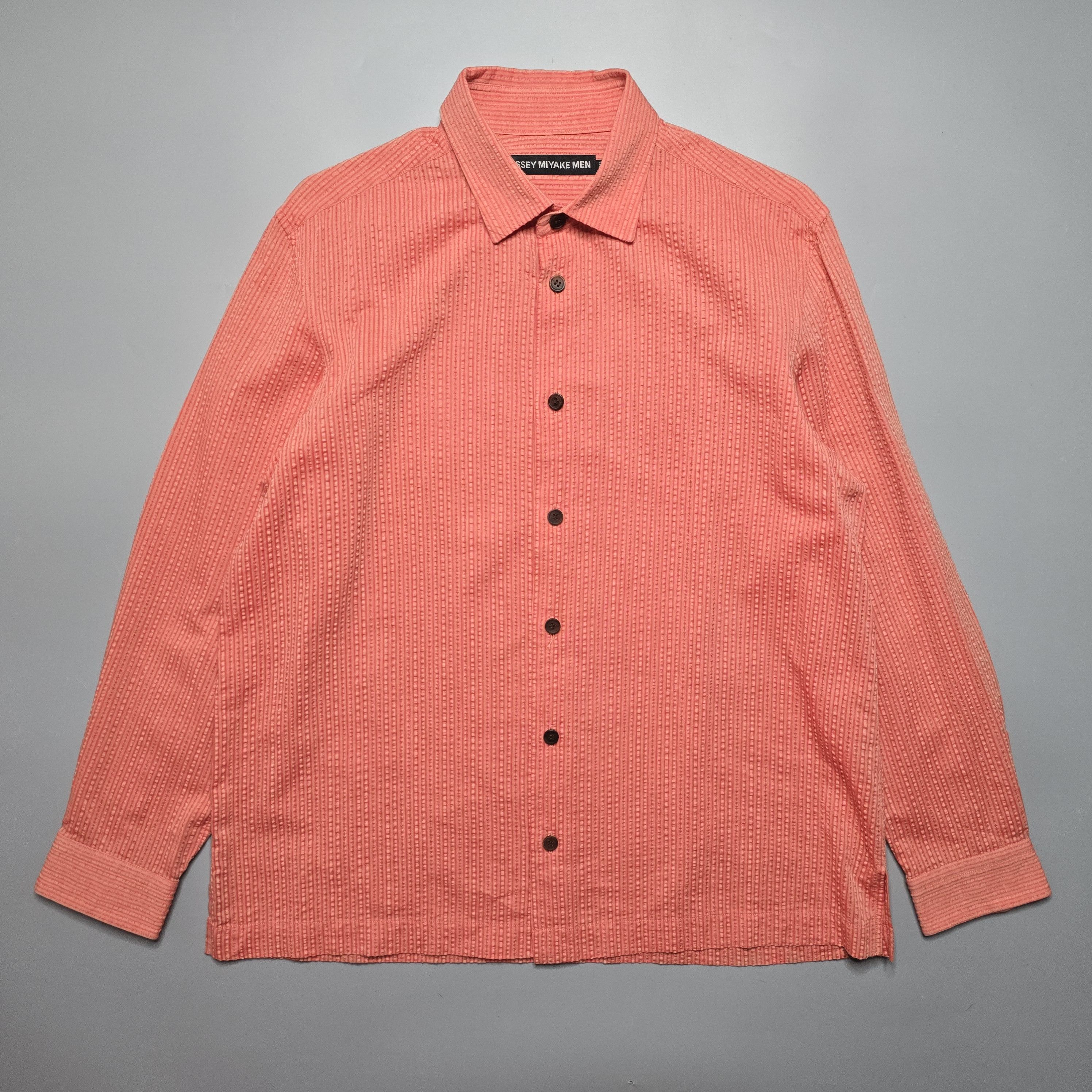 Issey Miyake Issey Miyake - Spread Collar Seersucker Shirt Size US M / EU 48-50 / 2 - 1 Thumbnail