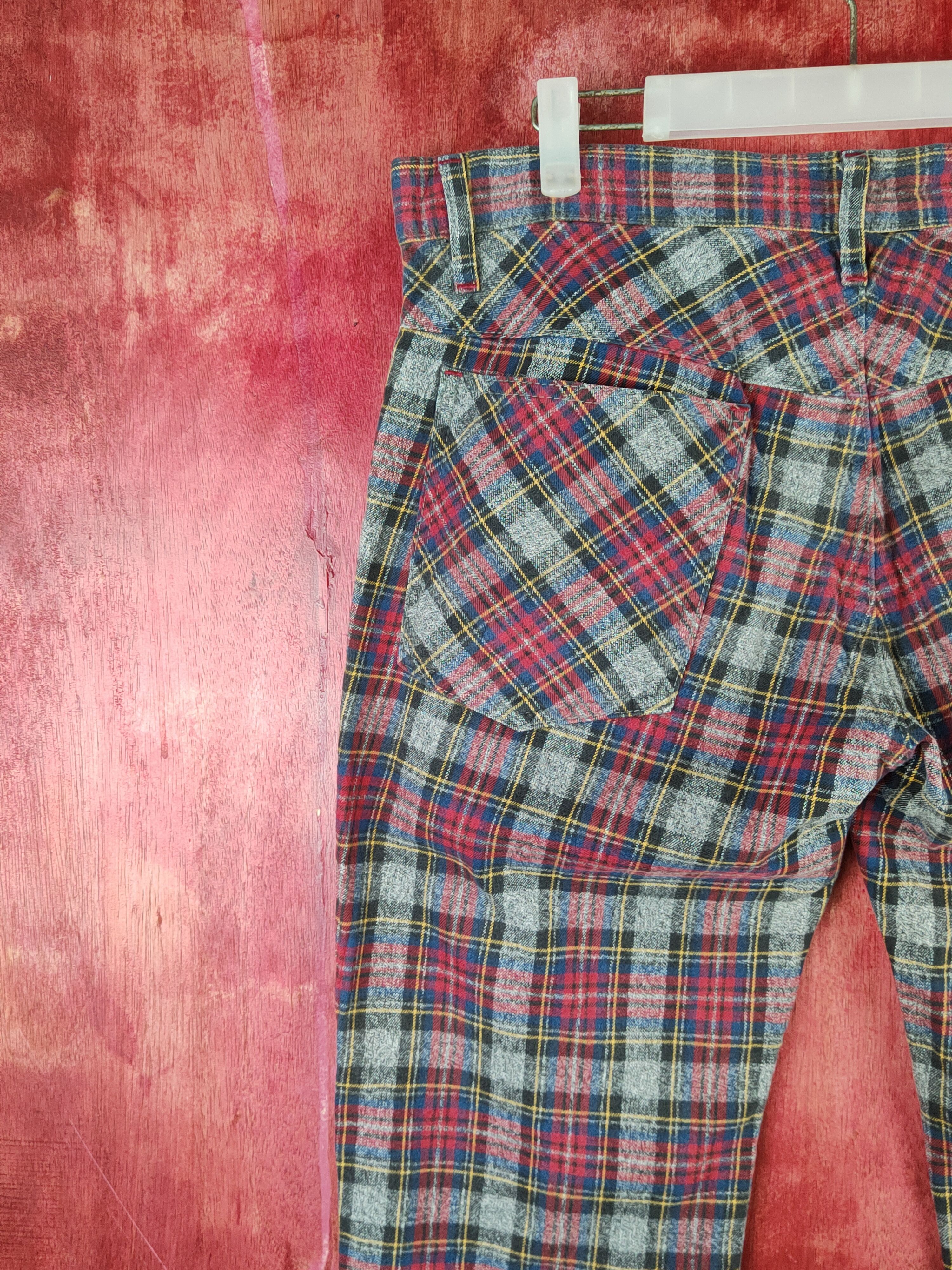 Japanese Brand Duffer of St George Red checkered punk Casual Pants #S1479 Size US 35 - 8 Thumbnail