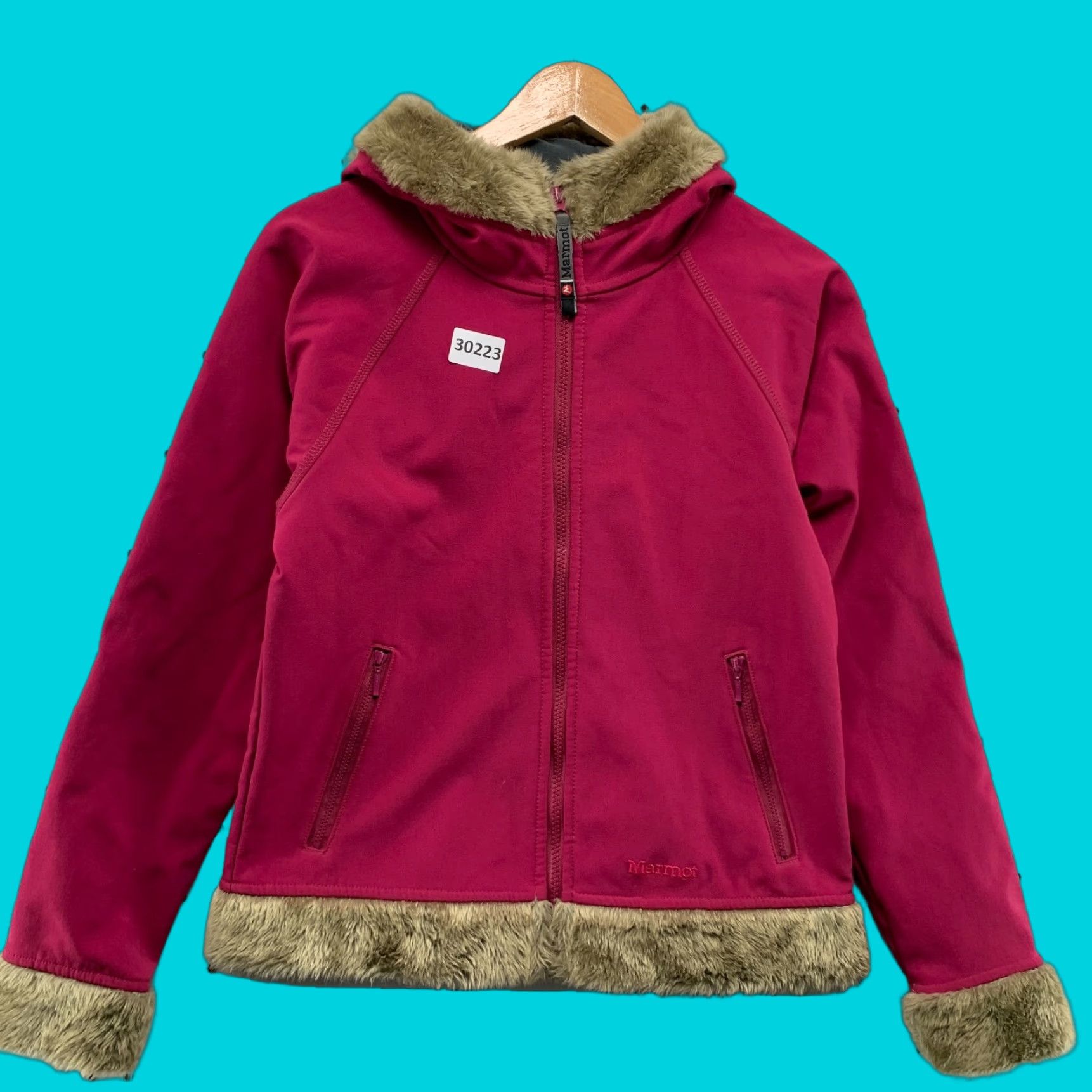 Marmot VINTAGE Marmot Furlong Hooded Jacket Womens M Pink Faux Fur Full Zip 19.5x23 Size M / US 6-8 / IT 42-44 - 1 Thumbnail