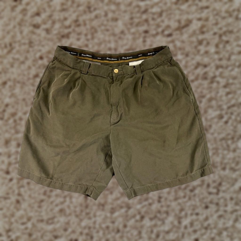 Tommy Bahama Tommy Bahama Shorts Men 35 Green Pleated Bermuda Silk Bermuda Holiday Aloha Beach Mens Size US 35 - 1 Thumbnail