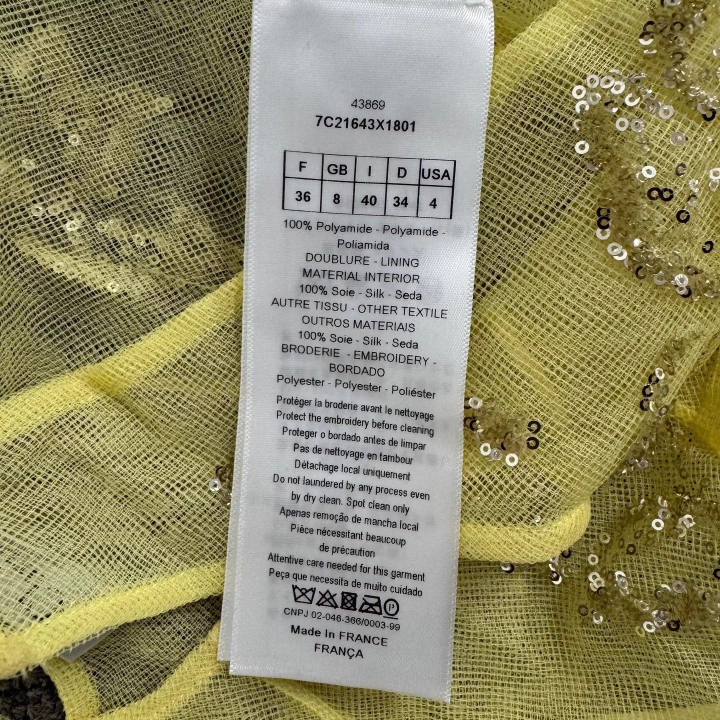 Dior Dior SS Sequin Floral Yellow Tulle Dress 36 99New Size S / US 4 / IT 40 - 5 Thumbnail