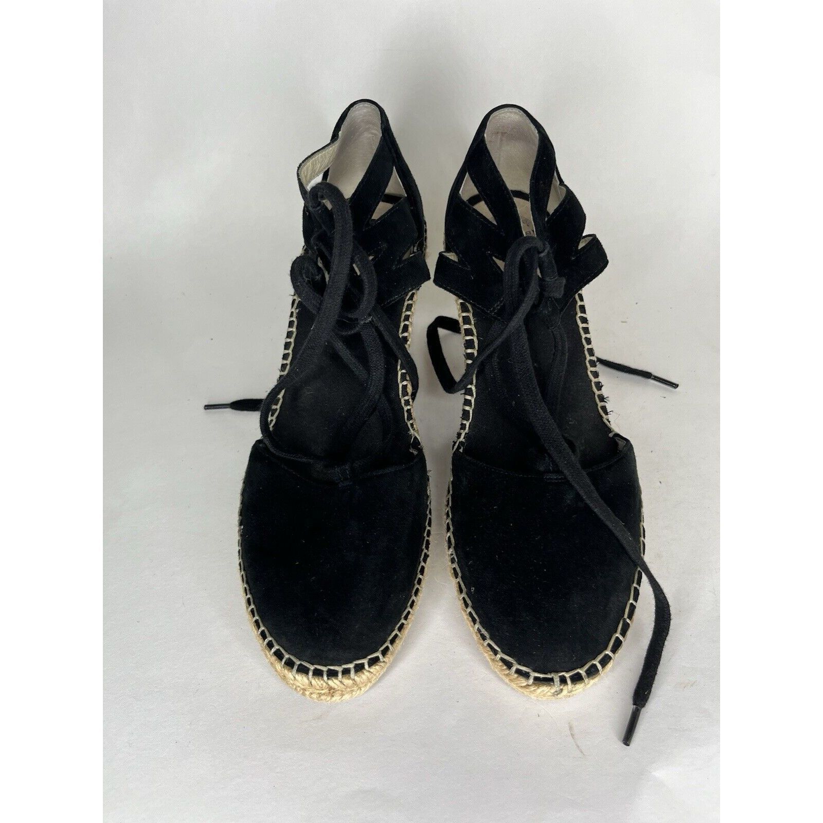Other Abeo Black Suede Leather Lace Up Espadrilles Wedges Sandals Size US 9 / IT 39 - 10 Thumbnail