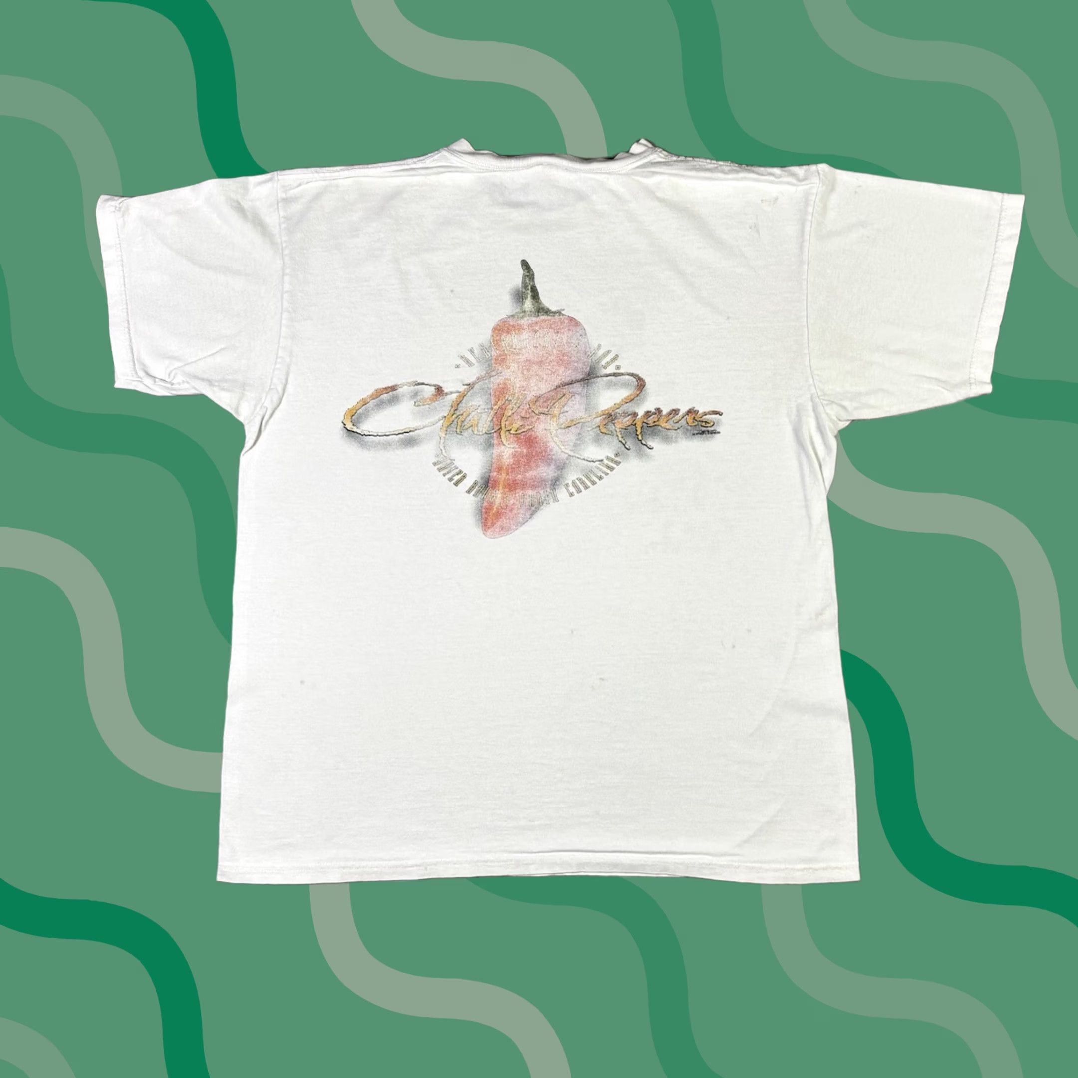 Anvil VINTAGE Chilli Peppers T Shirt Outer Banks Adult L 90s White Cotton Anvil Crew Neck Short Sleeve Men Mens Size US L / EU 52-54 / 3 - 1 Thumbnail