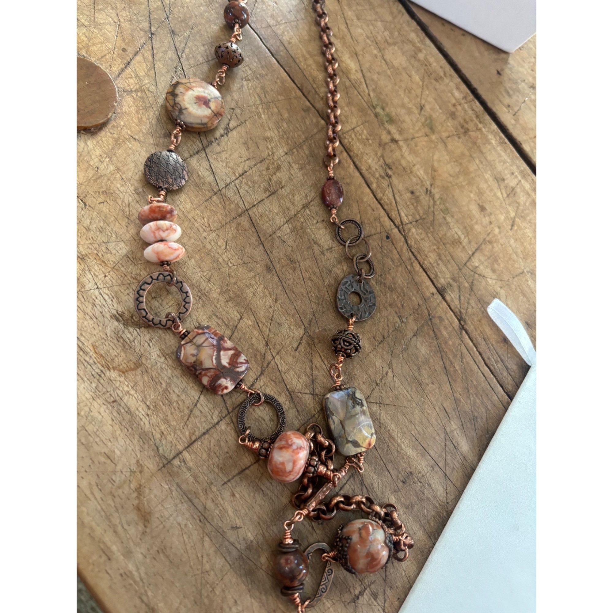 Other Handcrafted Copper Chain Necklace With Multicolored Gemstone Size ONE SIZE - 4 Thumbnail