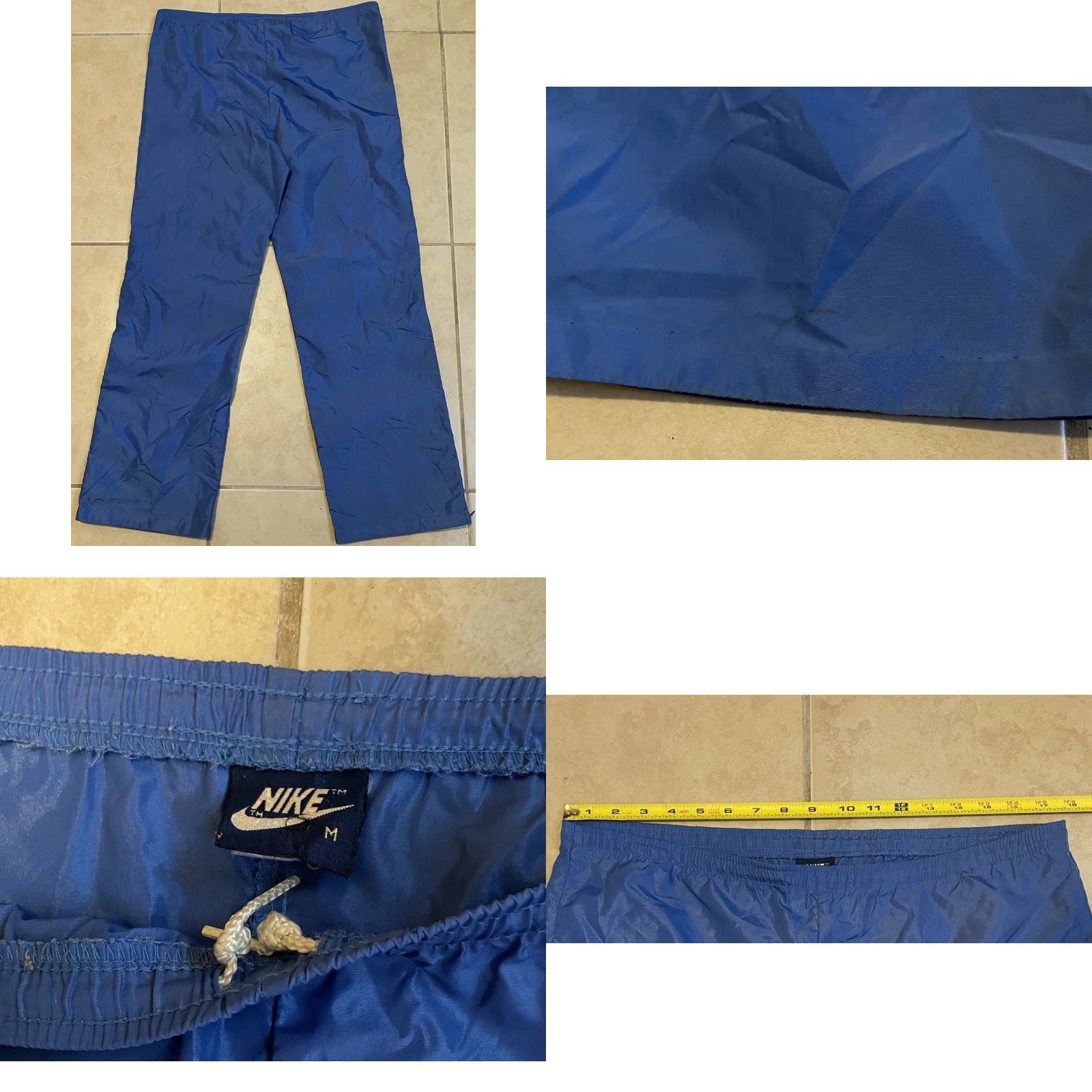 Nike VINTAGE Nike Swoosh Track Pants M Men Athletic Pants Blue 80s 90s Retro Hip Hop Basketball Gym Ankle Zip Size US 31 - 8 Thumbnail