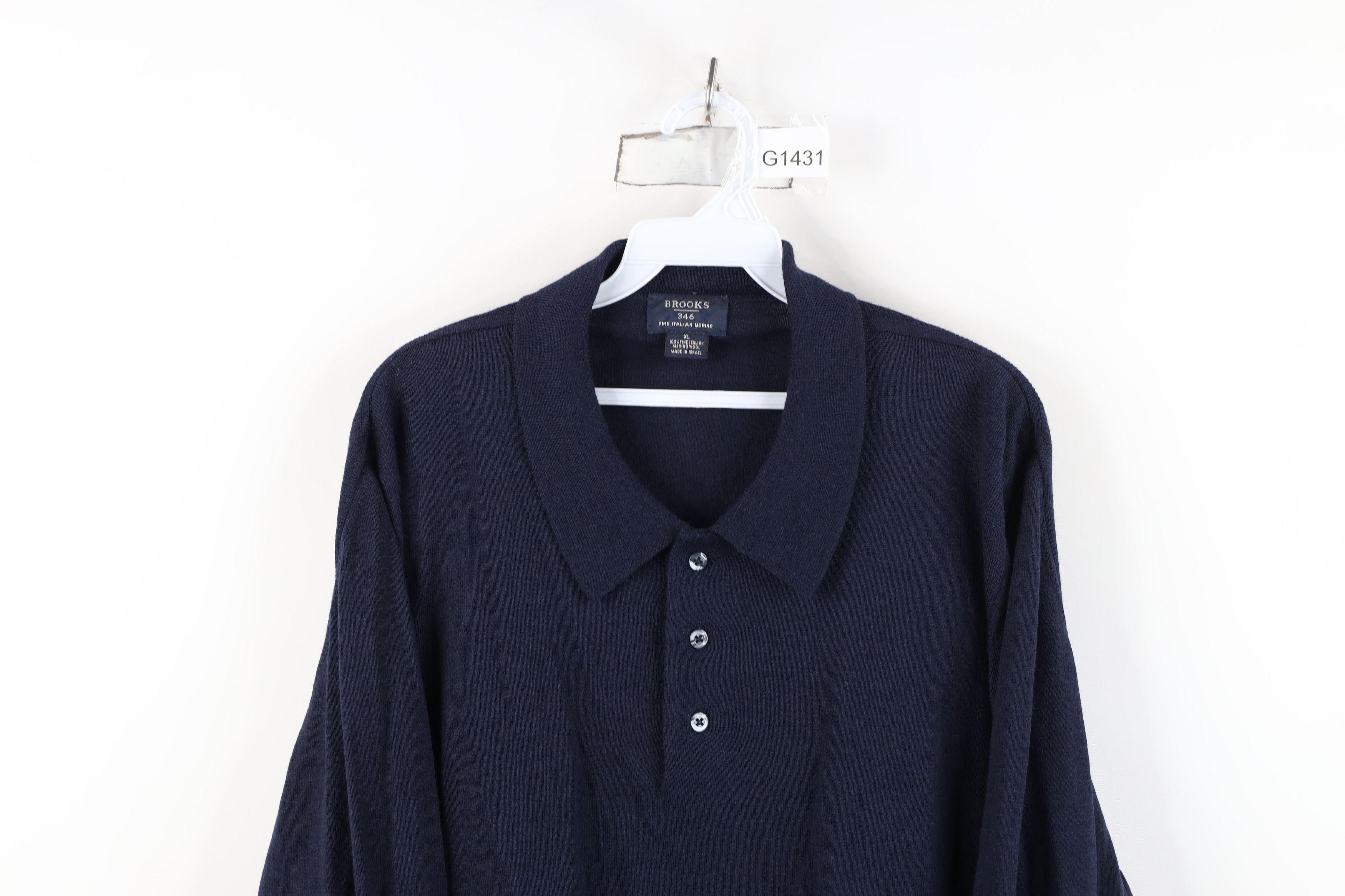 Brooks Brothers Vintage Brooks Brothers Blank Merino Wool Knit Polo Sweater Size US XL / EU 56 / 4 - 2 Thumbnail