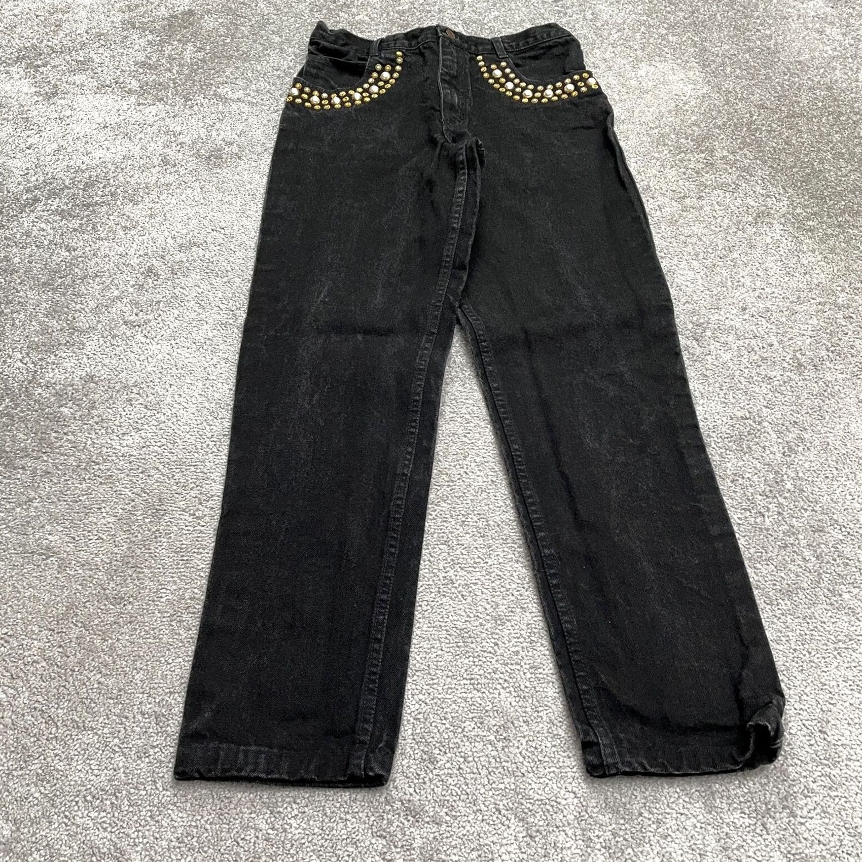 Brighton Brighton Blue Lexicco Vintage Studded Denim Jeans Womens 12 Black Straight 90s Retro Designer Jeans Size 34" / US 12 / IT 48 - 2 Thumbnail