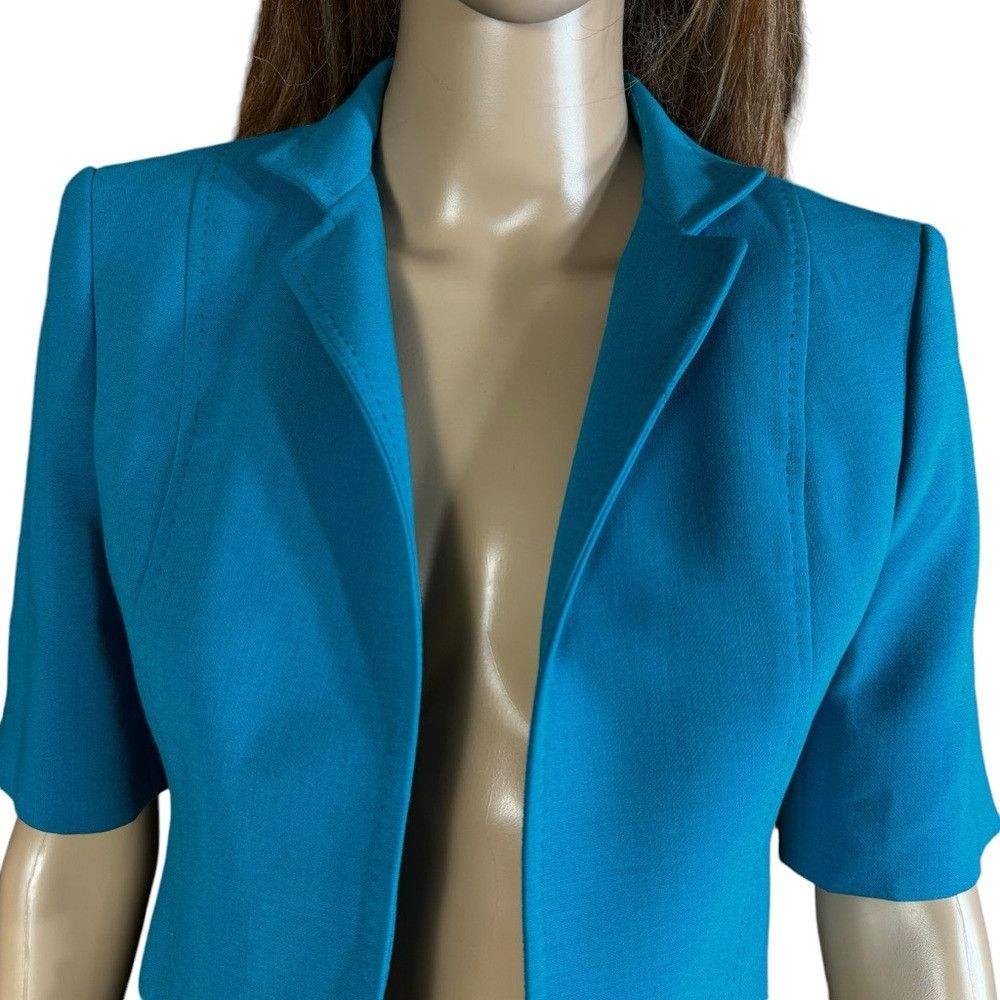 Anne Klein NWT New Anne Klein Short Sleeve Crop Open Front Turquoise J Size XS / US 0-2 / IT 36-38 - 2 Thumbnail