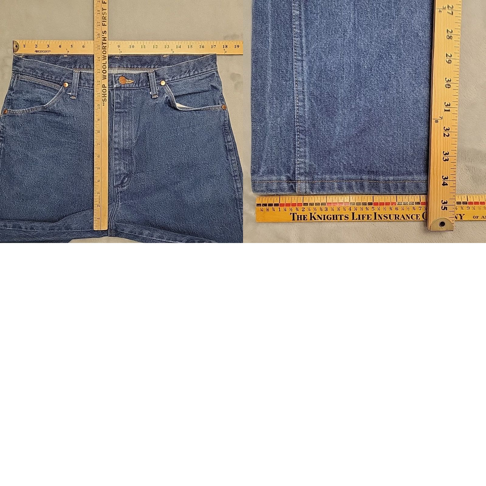 Wrangler VINTAGE Wrangler Jeans Mens 36x36 Blue Denim Pants 13MWZ Western Cowboy USA Fabric Jeans Mens 36 Blue Western 13MWZ Size US 36 / EU 52 - 8 Thumbnail