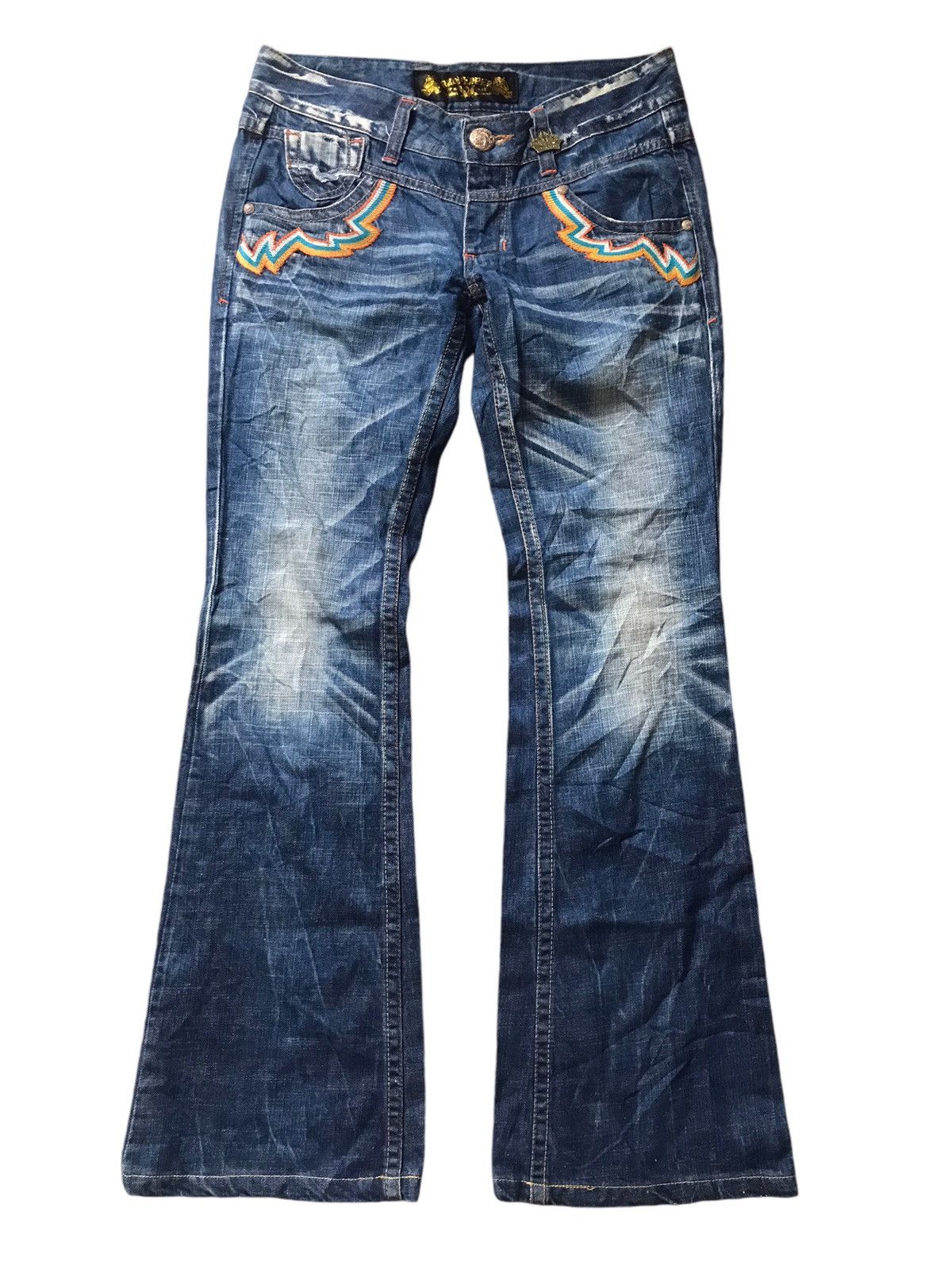 Beauty Beast Red Pepper Japan Co - Mud Washed Emblished Flare Jeans Size US 29 - 1 Thumbnail