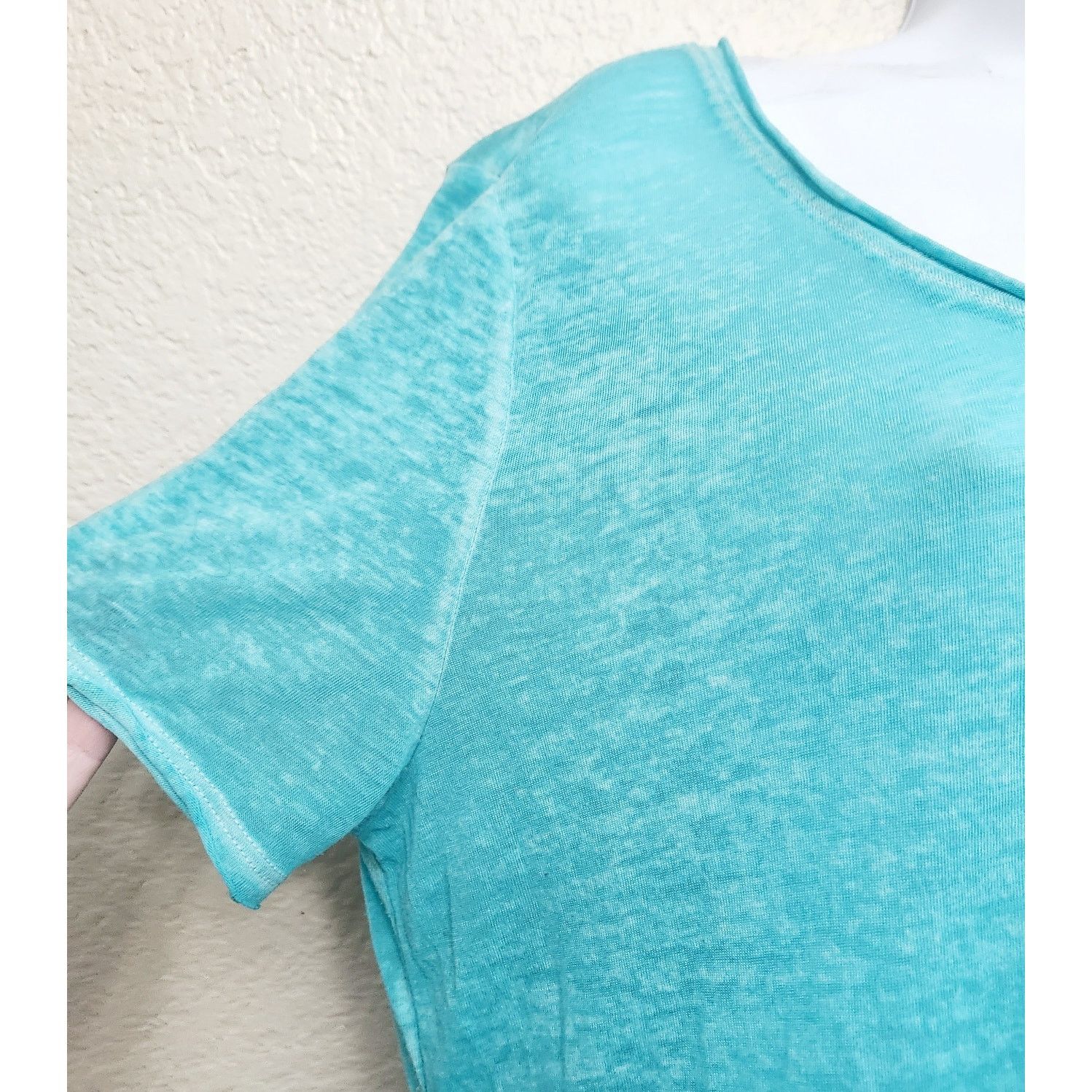 Other Time And Tru Teal Blue Heathered V Neck Top L Lightweight Size L / US 10 / IT 46 - 2 Thumbnail