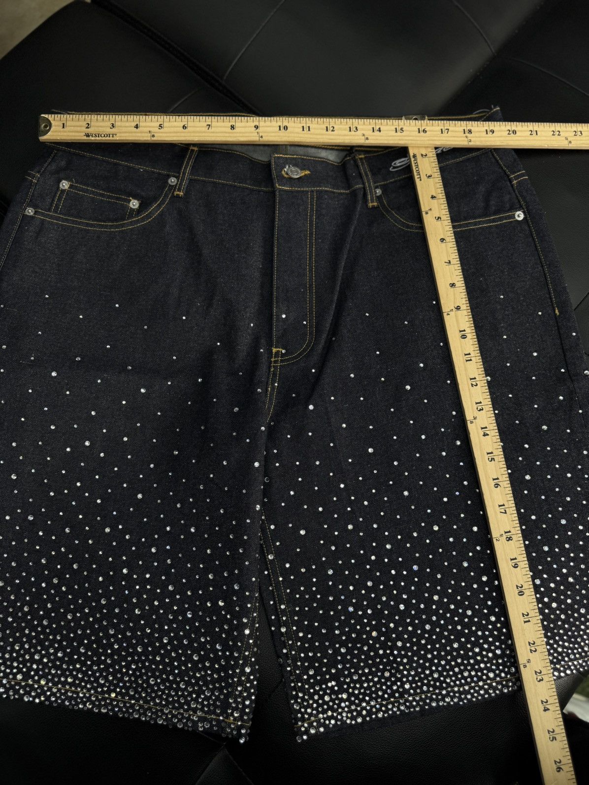 Sp5der Sp5der Rhinestone Crystal Jean Shorts Size (38) NEW Size US 38 / EU 54 - 9 Thumbnail