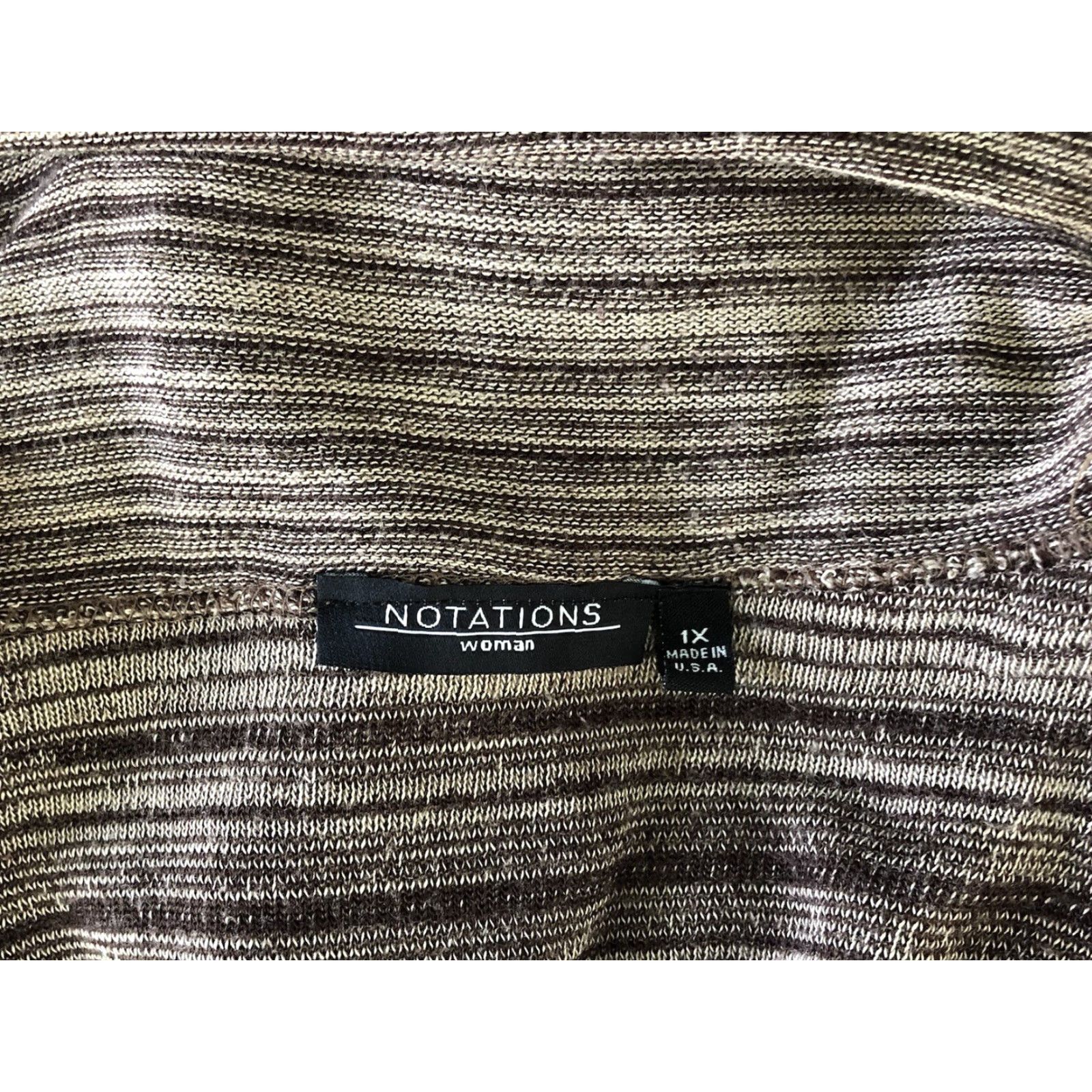Vintage VINTAGE Notations Cardigan Sweater 1X Brown Stripe Shawl Collar Bohemian Grunge Women Size XL / US 12-14 / IT 48-50 - 4 Thumbnail