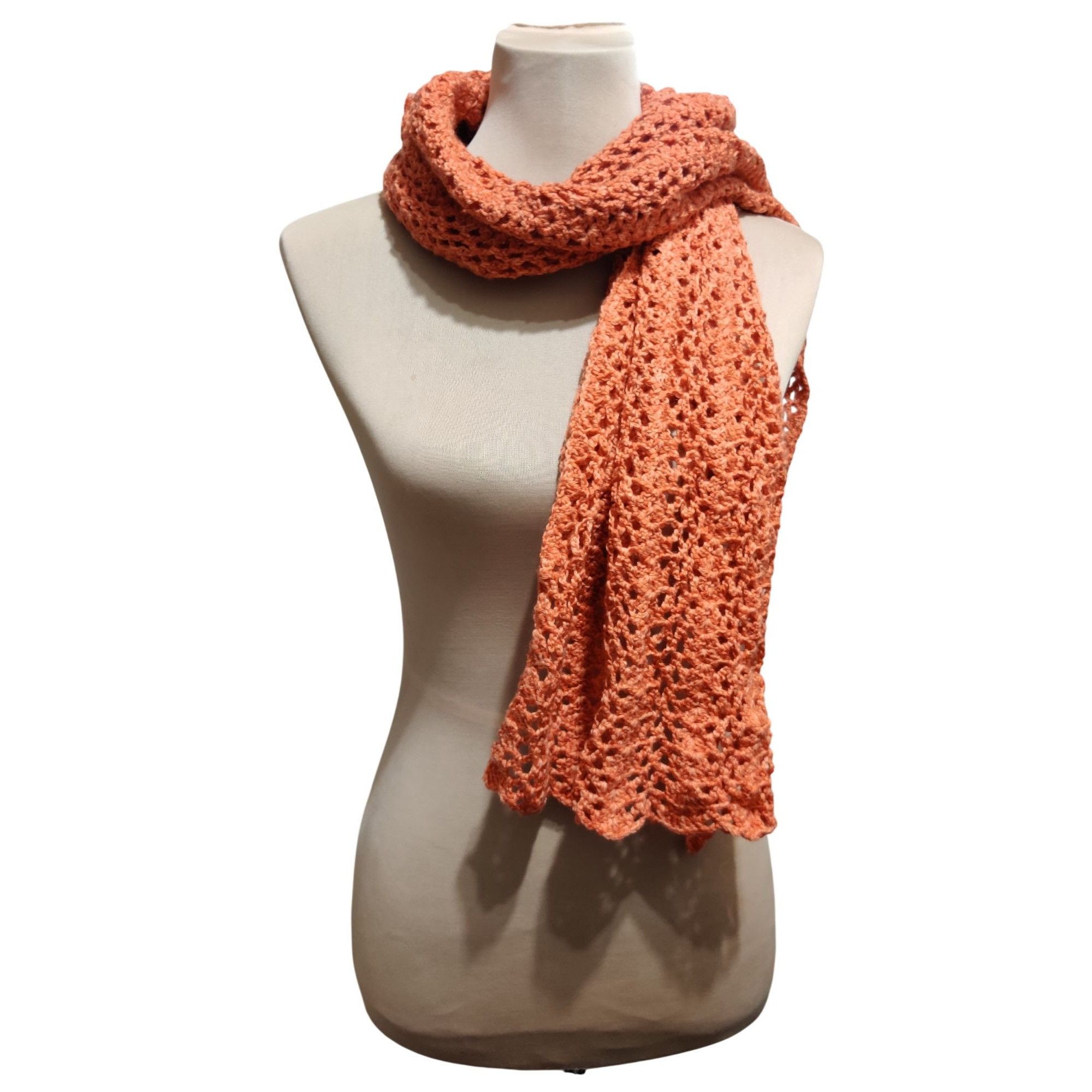 Handmade Handmade Rust Crochet Scarf Open Lace Stitch Vintage Boho Fa Size ONE SIZE - 11 Thumbnail