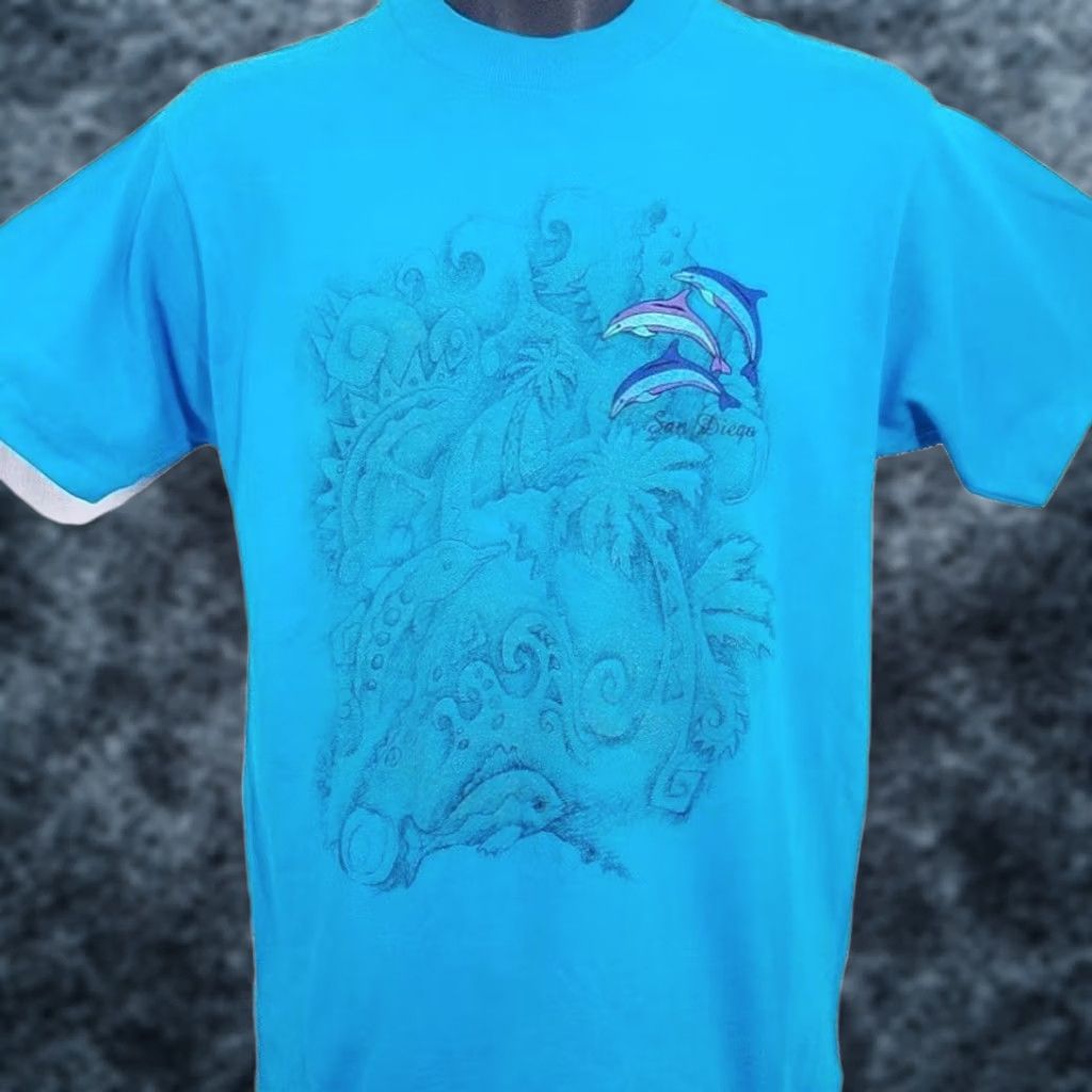 Fruit Of The Loom VINTAGE Bottlenose Dolphins T Shirt Mens Size Medium Blue 90s San Diego USA Fruit of the Loom Size US M / EU 48-50 / 2 - 1 Thumbnail