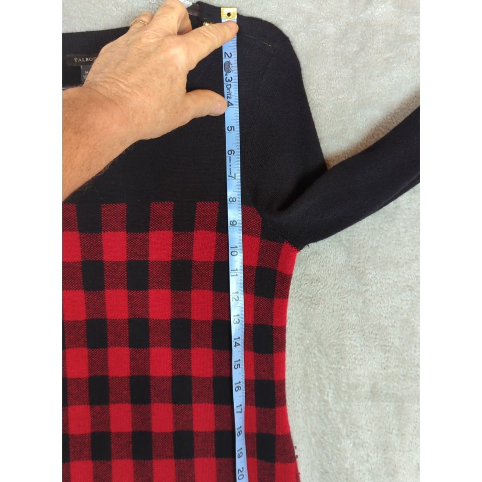 Talbots VINTAGE Talbots Red Black Buffalo Check Lambs Wool Shift Sweater Dress Medium Career Womens Size M / US 6-8 / IT 42-44 - 7 Thumbnail