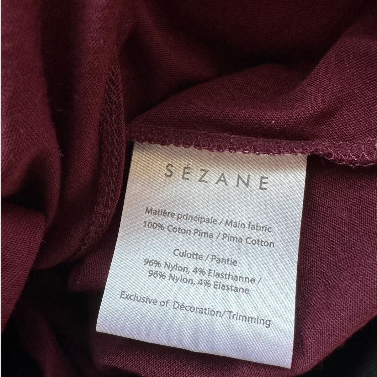 Sezane Sezane Burgundy Thibault Bodysuit Crossover-V Short Sleeve Size 23" - 9 Thumbnail