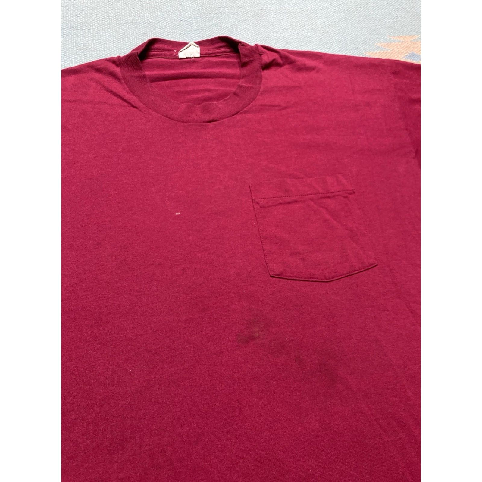 Fruit Of The Loom VINTAGE Fruit of the Loom T-Shirt Pocket 80s Red 3XL Mens Shirts Size US XXL / EU 58 / 5 - 4 Thumbnail