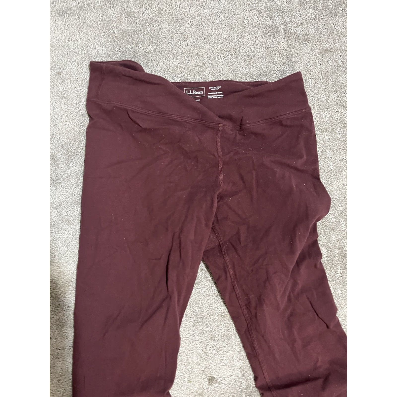Vintage LL Bean Women's Leggings Medium Red Maroon Exercise 500696 Workout Size 32" / US 10 / IT 46 - 2 Thumbnail