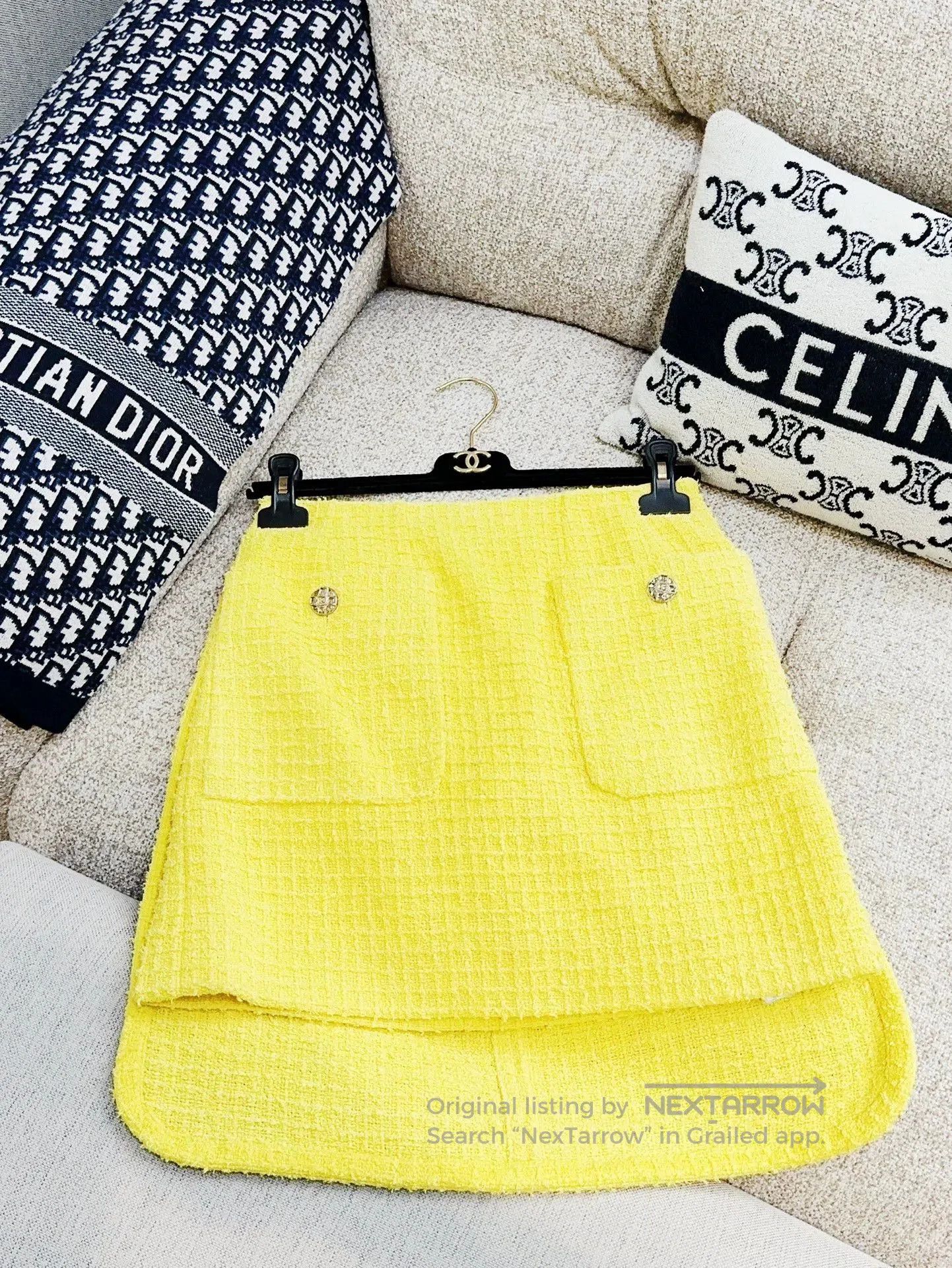 Chanel Chanel 22S Yellow Woven Mini Skirt. Size US 36 / EU 52 - 4 Thumbnail