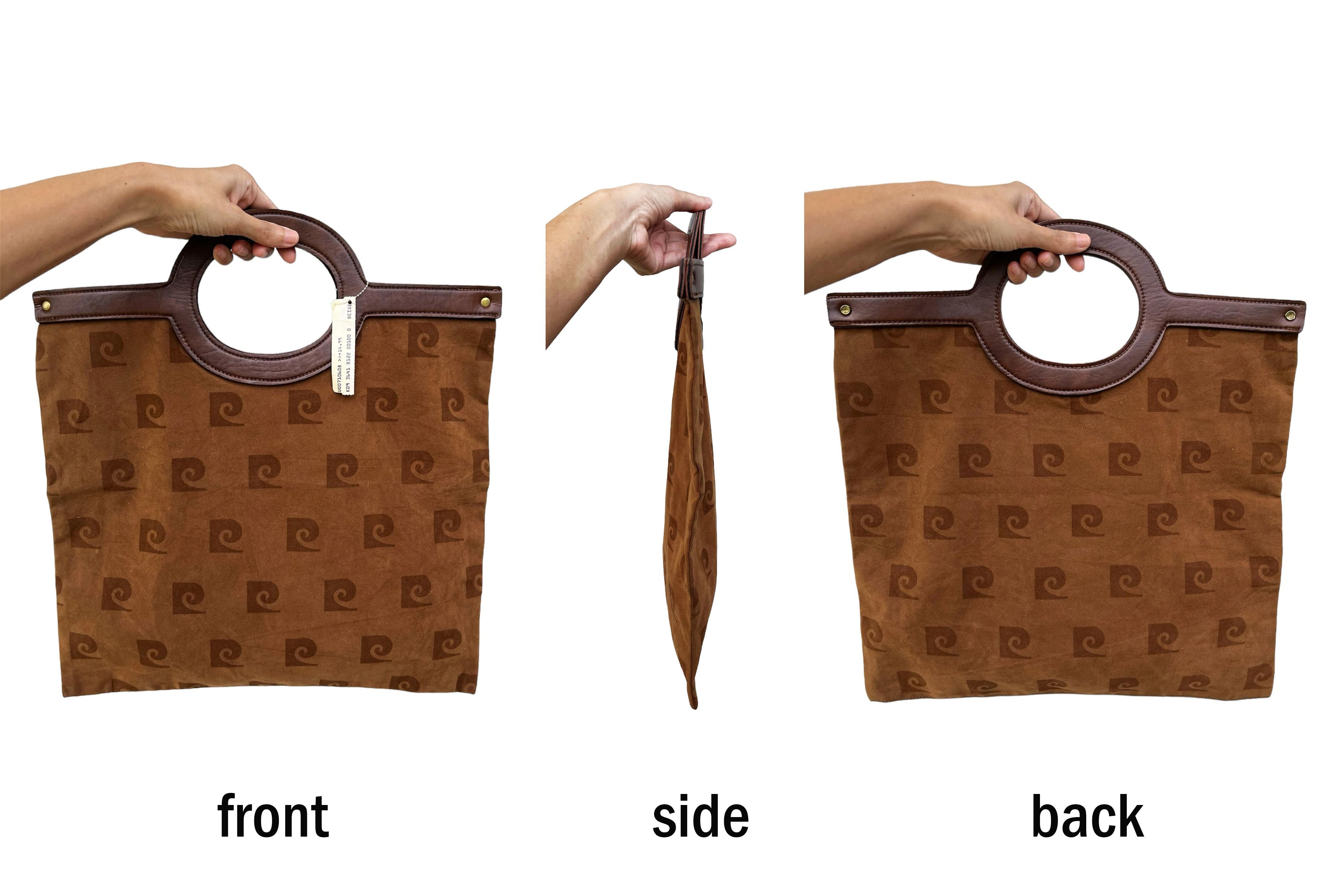 Pierre Cardin Brown Velvet handbag, signature logo printed