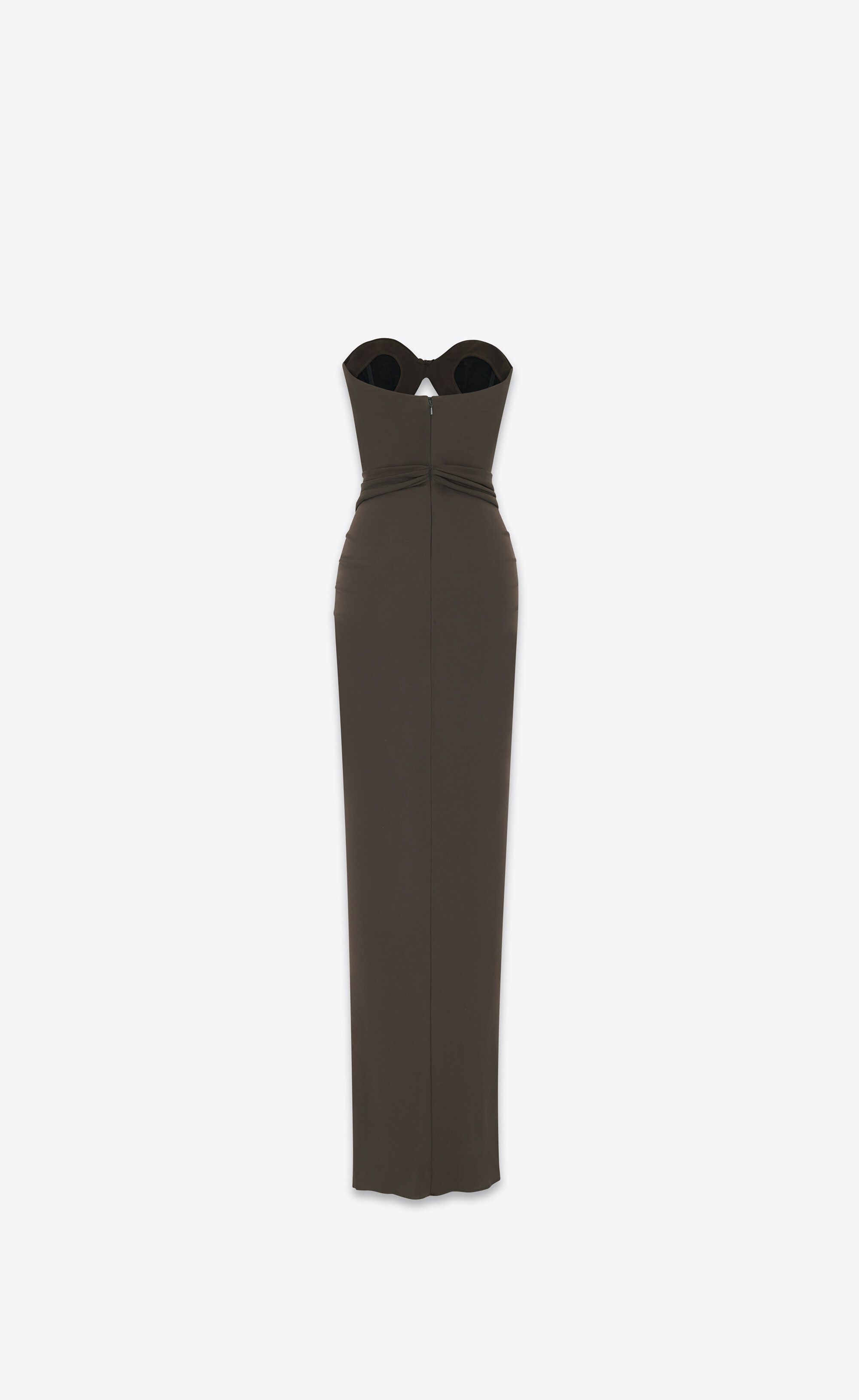 Saint Laurent Paris o1s1wg111024 Bustier Maxi Dress in Olive Green Size M / US 6-8 / IT 42-44 - 3 Thumbnail