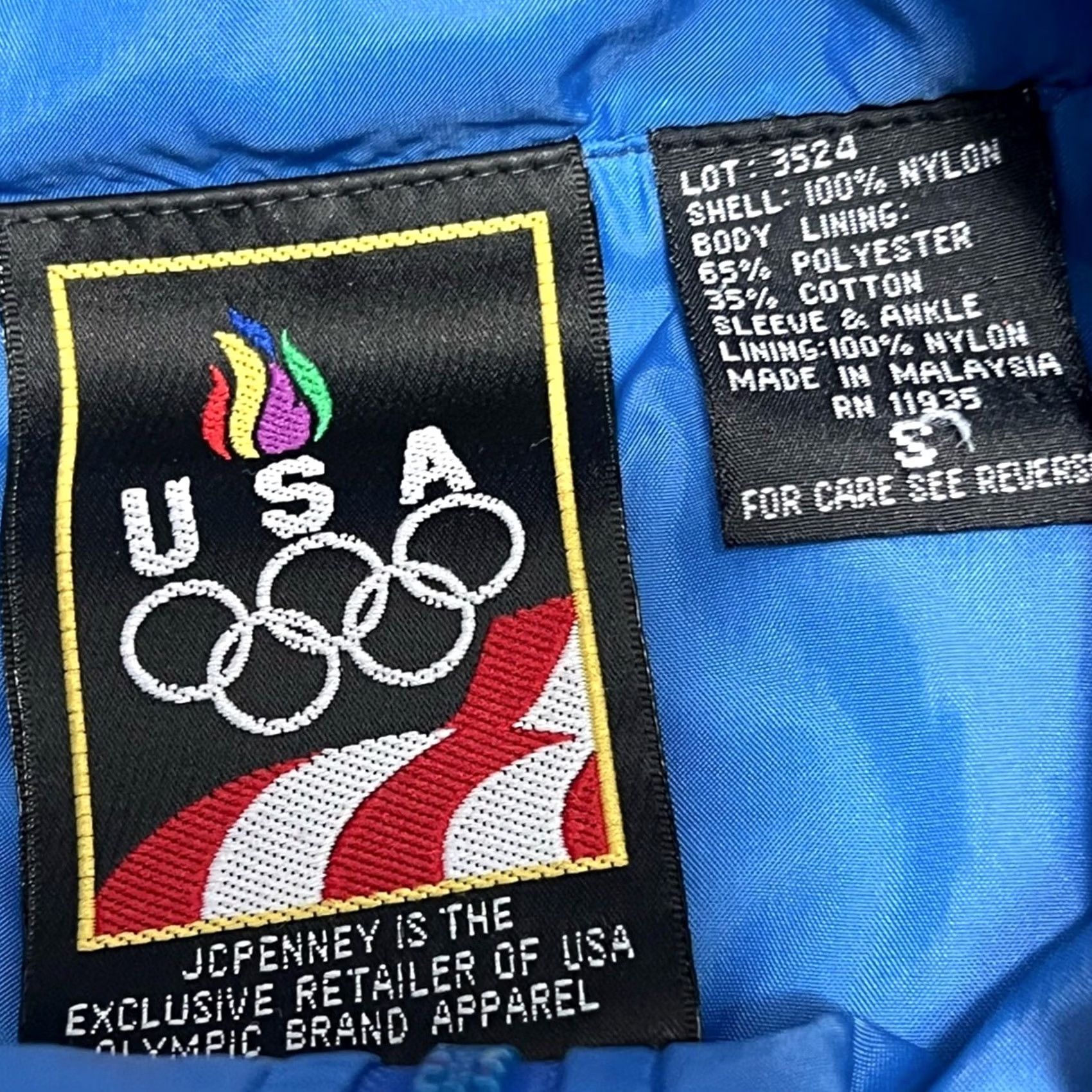 JCPenney VINTAGE USA Olympic Windbreaker Jacket M Men Blue 90s 1990s JC Penny Zippered Nylon Windbreaker Size US M / EU 48-50 / 2 - 6 Thumbnail