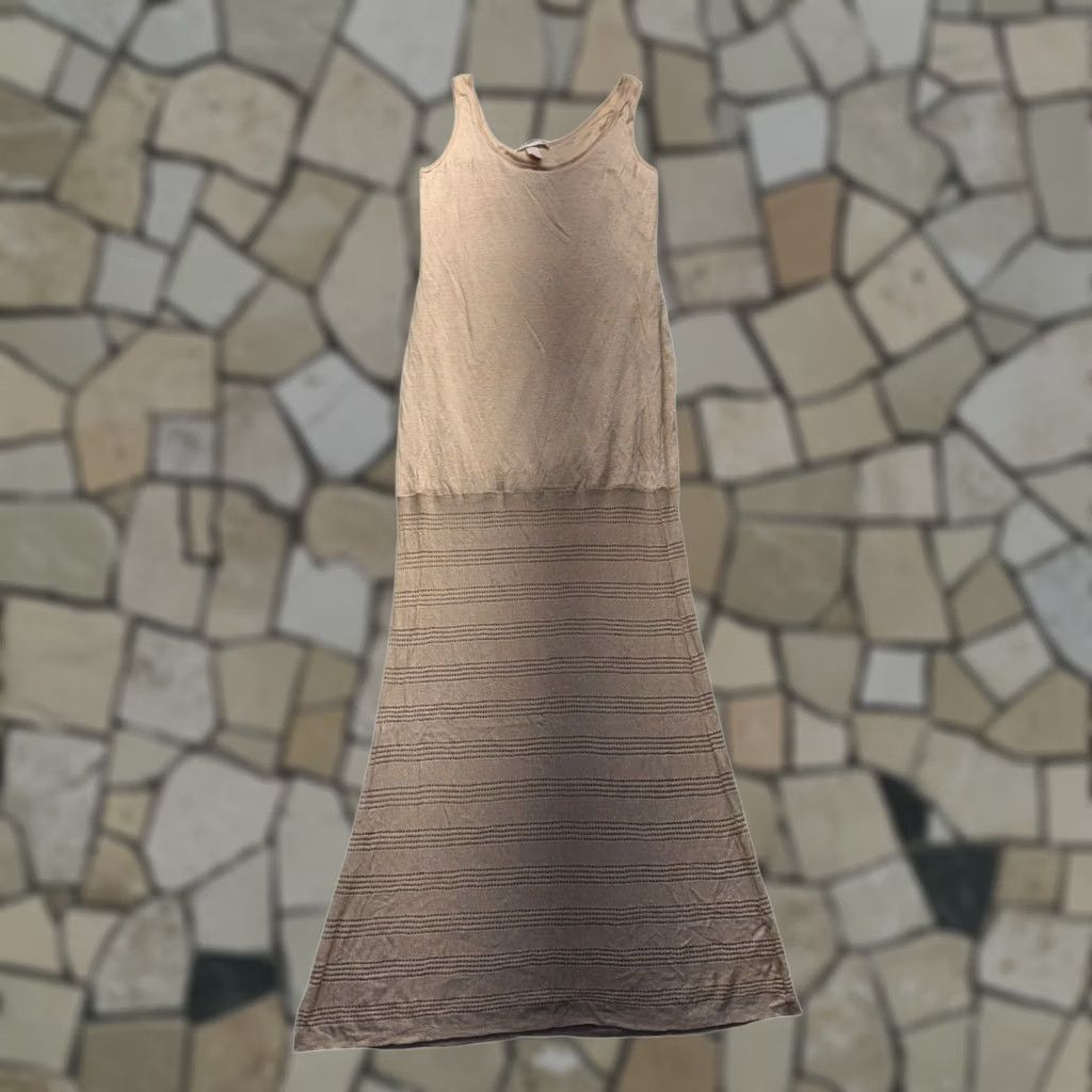 Victoria's Secret Victoria's Secret knit Maxi Dress Womens L Beige Linen Viscose Sleeveless Maxi Long 49" Pit To Pit 15" Pre-Owned Like New Size L / US 10 / IT 46 - 1 Thumbnail