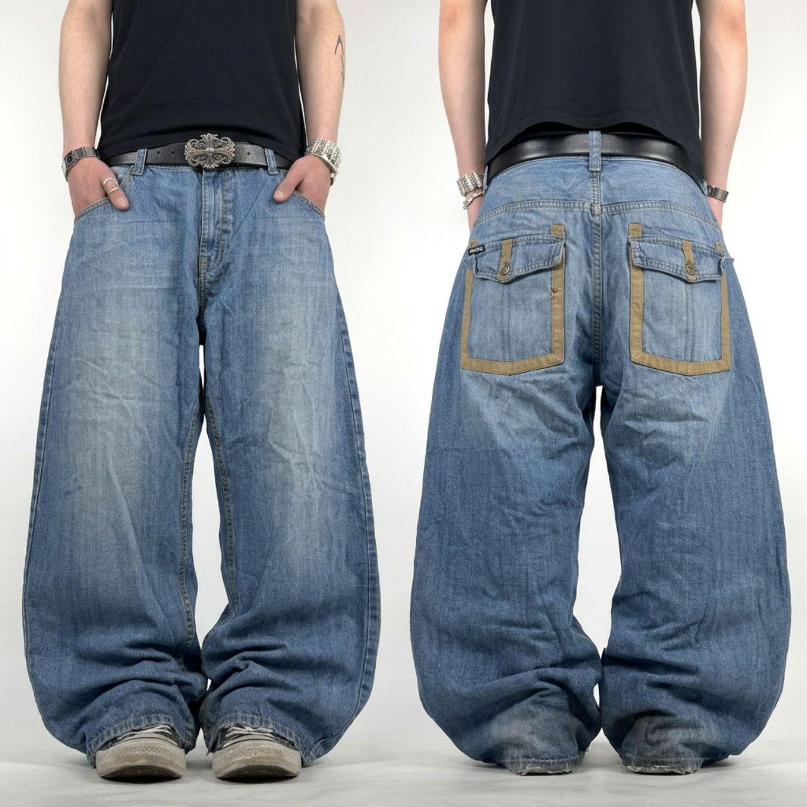 Enyce × Japanese Brand × Vintage Vintage y2k distressed enyce archive embroidered baggy jeans Size US 40 / EU 56 - 1 Thumbnail