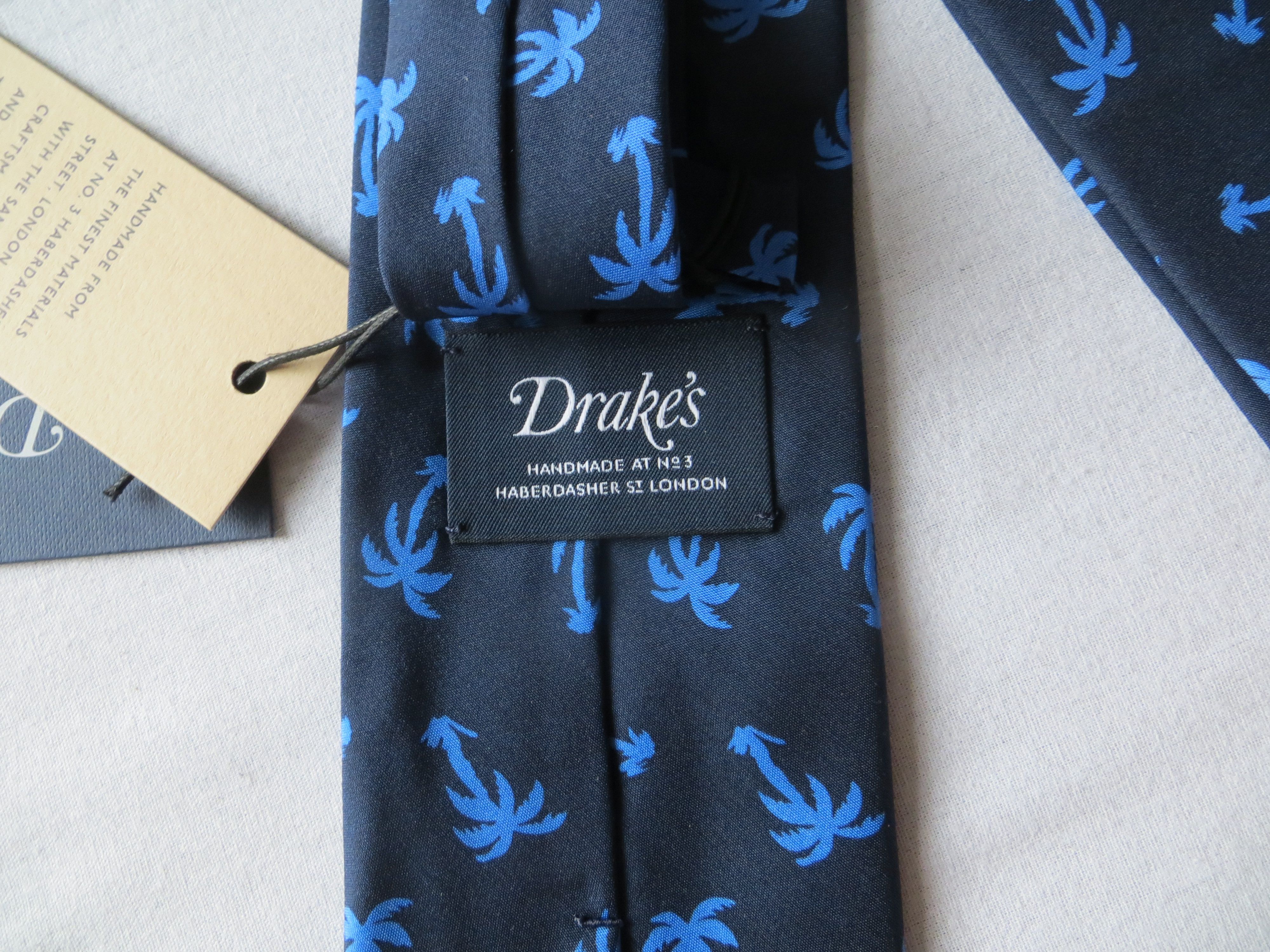 Drake's BLUE PALM TREE SILK TIE Size ONE SIZE - 3 Thumbnail
