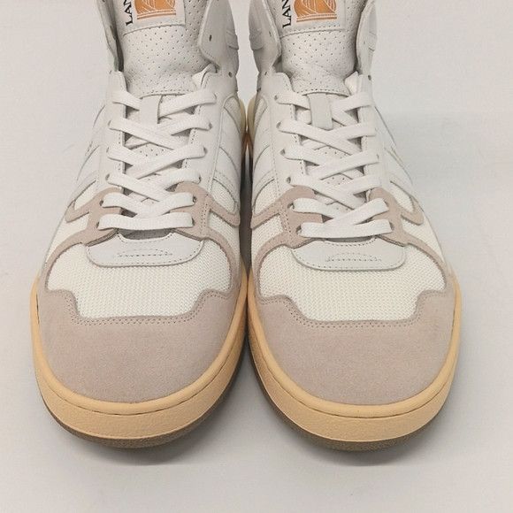 Lanvin Lanvin Curb Tennis Leather & Mesh Hi Top Sneakers -EU45 Size US 12 / EU 45 - 10 Thumbnail