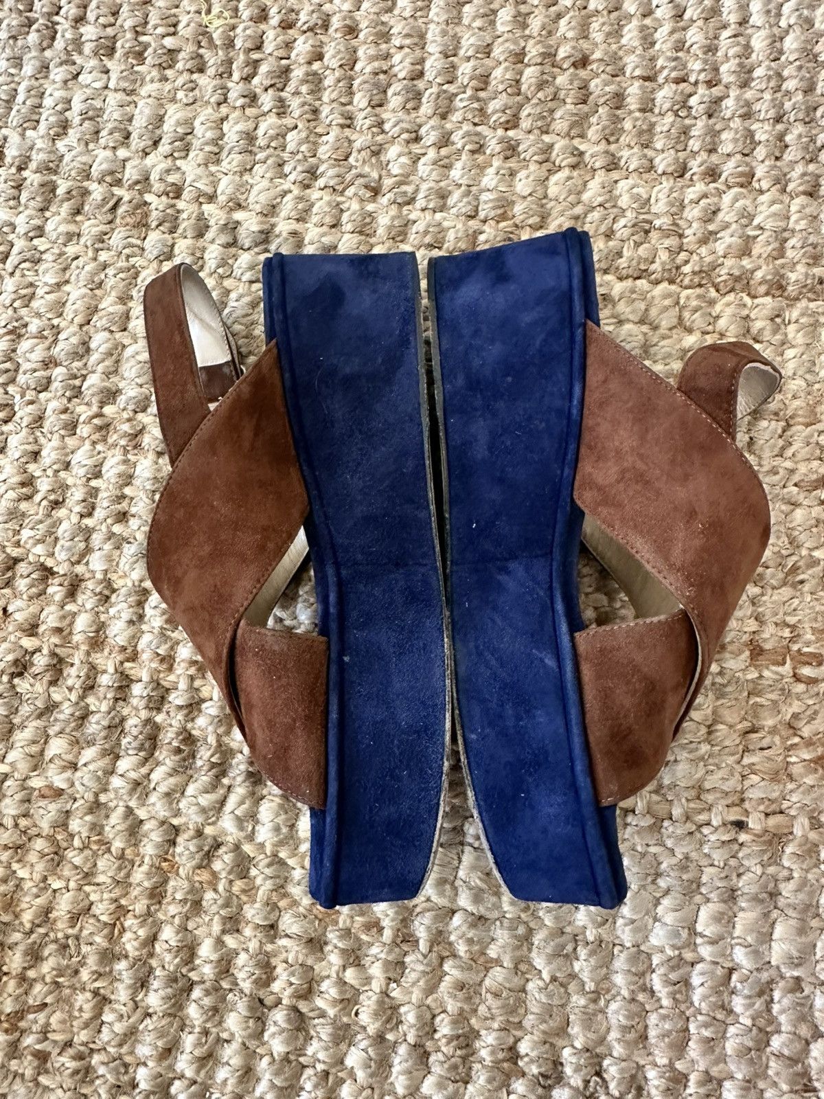 Theory THEORY BJANKA CRISS CROSS SUEDE SANDALS NAVY & TAN SZ 38 Size US 8 / IT 38 - 3 Thumbnail